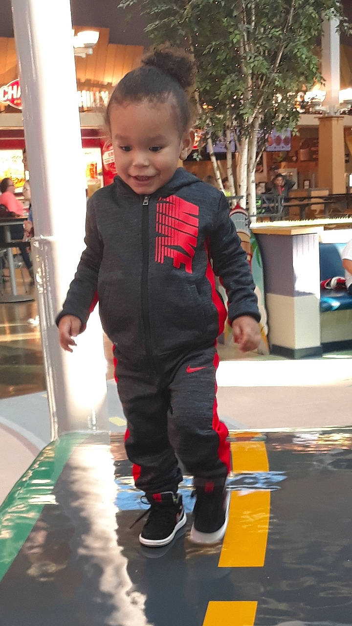 Michael Jr joined the competition — help win amazing prizes! child, jacket, outerwear, person, play, standing, toddler