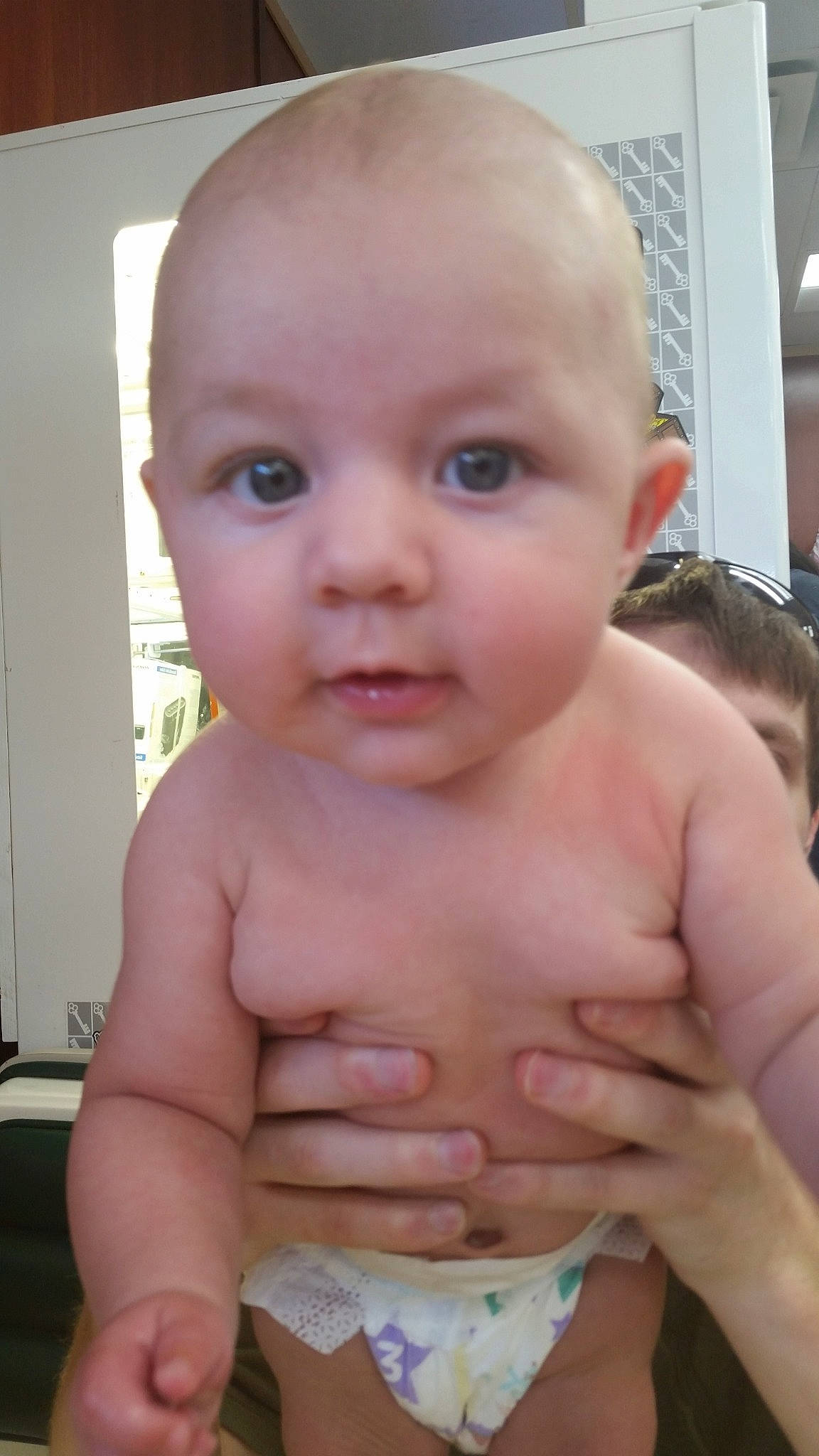 Stiles is registered to the contest to win money with this photo: abdomen, cheek, chest, child, chin, ear, face, finger, girl, hand, head, human_hair_color, infant, lip, mouth, person, skin, toddler, trunk