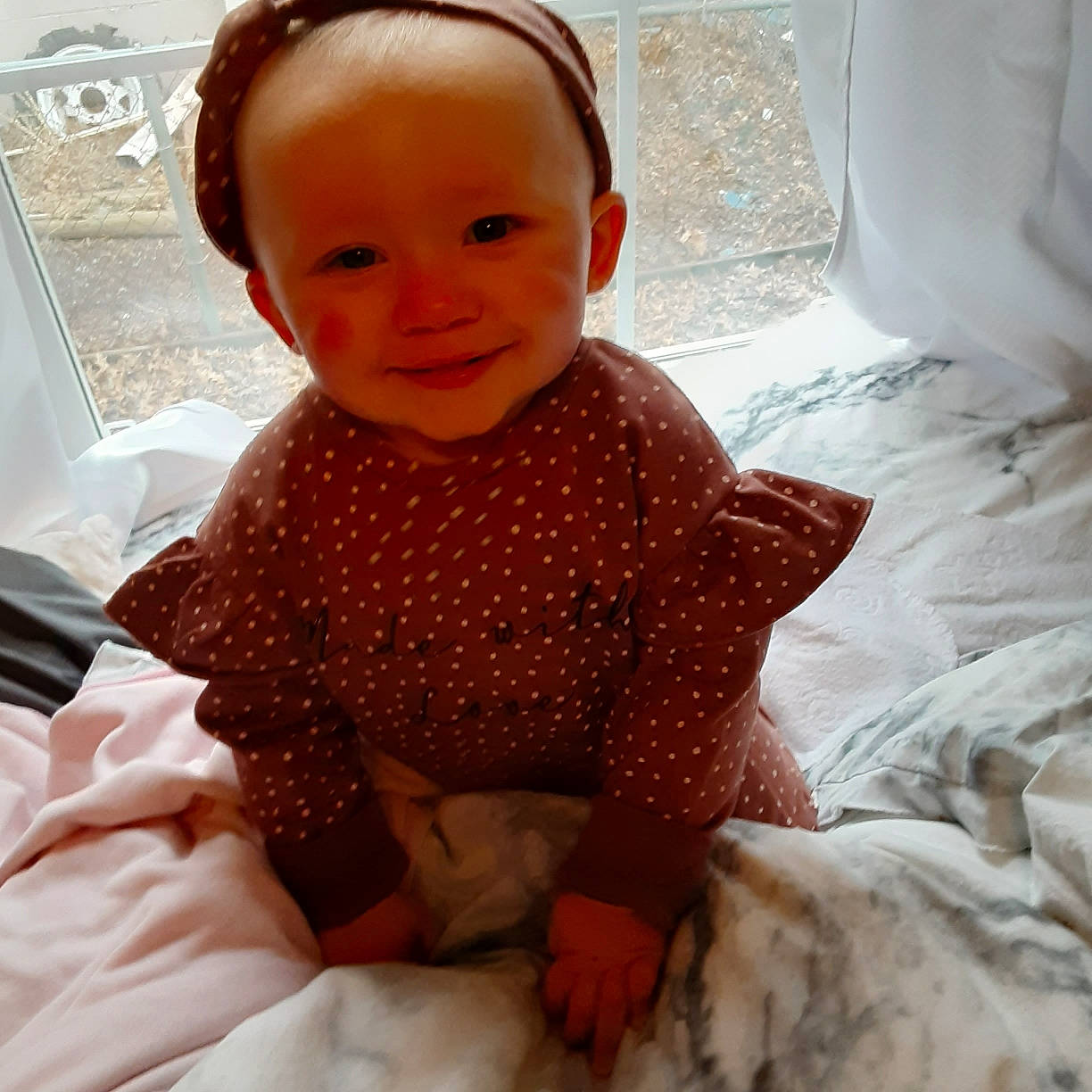 Hazel Rose joined the competition — help win amazing prizes! arm, baby, baby_toddler_clothing, cheek, comfort, dress, eye, face, hair, hairstyle, head, iris, joy, lip, mouth, neck, nose, outerwear, person, skin