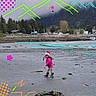 Sofie joined the competition — help win amazing prizes! beach, boats, boots, child, cloudy, coast, doodles, girl, hat, jacket, mountains, nature, neon_colors, outdoor, overcast, playful, sand, trees, walking, water