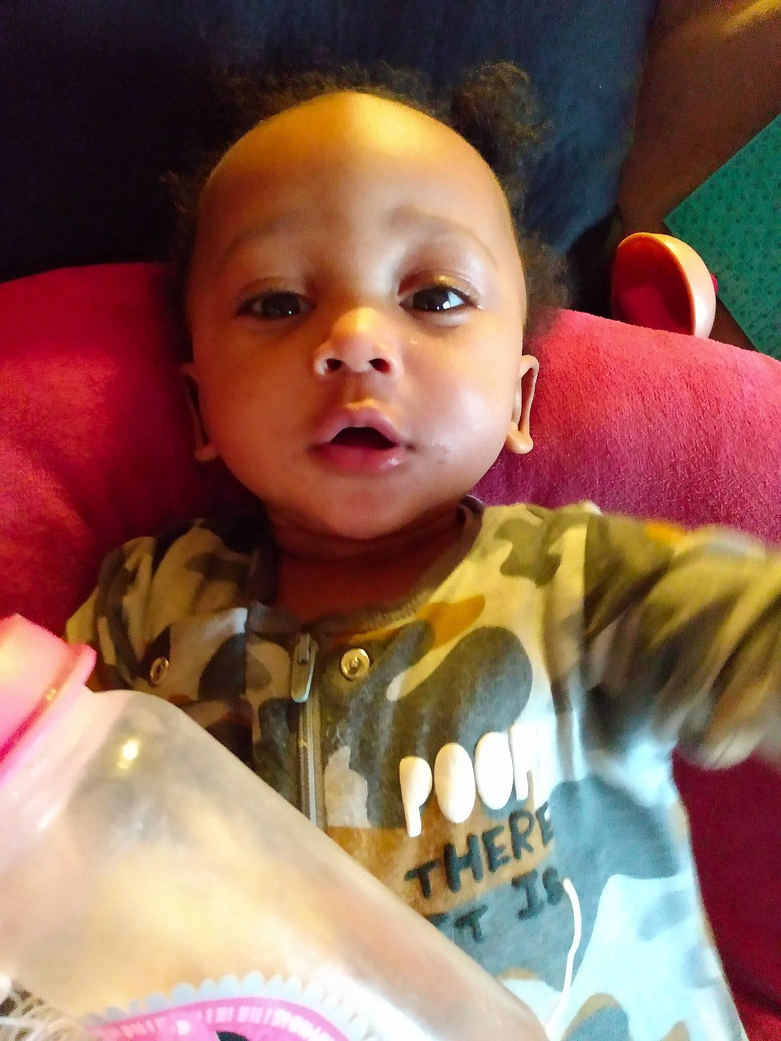 Quan'Suzan is registered to the contest to win money with this photo: baby, cheek, child, ear, eye, face, forehead, fun, head, iris, lip, mouth, nose, person, pink, play, skin, smile, toddler