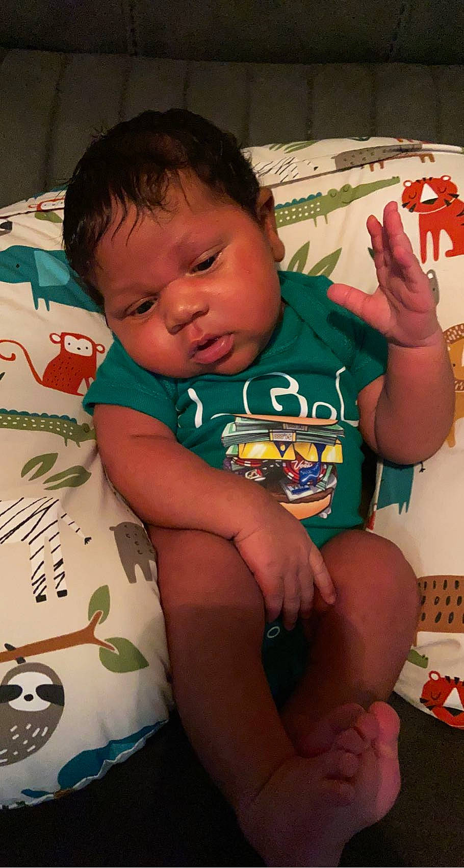 Gregory joined the competition — help win amazing prizes! arm, baby, baby_toddler_clothing, cheek, face, facial_expression, finger, hairstyle, head, human, human_body, iris, mammal, mouth, muscle, neck, nose, person, product, skin