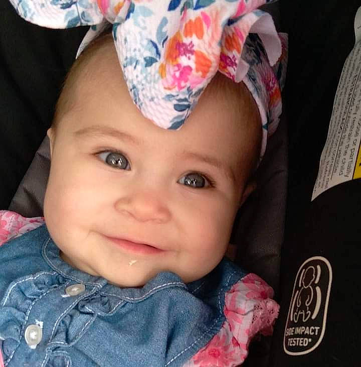 Maddie is registered to the contest to win money with this photo: baby, baby_toddler_clothing, cap, cheek, child, cool, costume_hat, electric_blue, fun, hairstyle, happy, headgear, headwear, iris, joy, magenta, person, pink, sleeve, smile