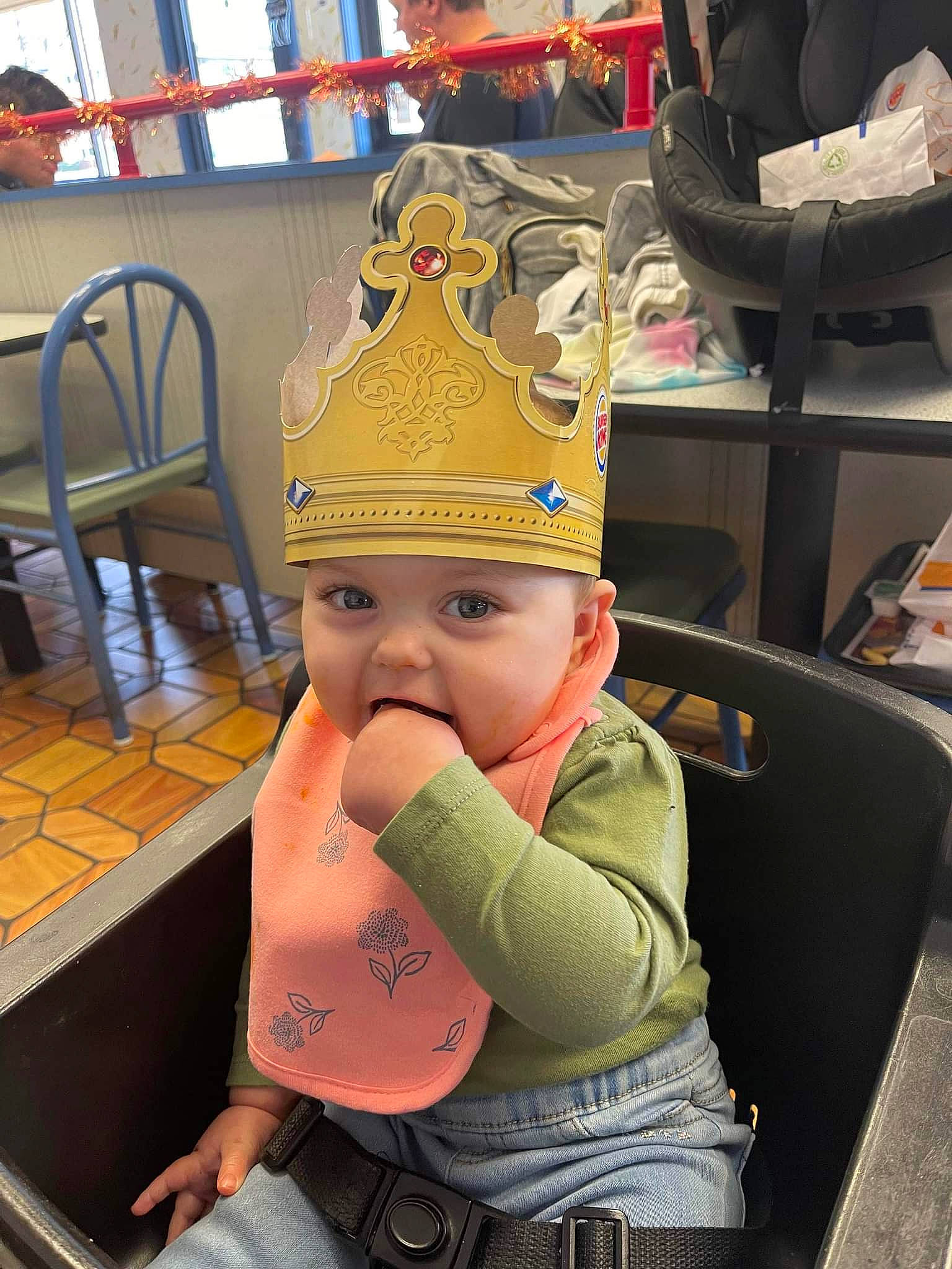 Kimberlynn joined the competition — help win amazing prizes! baby, baby_carriage, baby_products, baby_toddler_clothing, cap, chair, child, comfort, costume_hat, crown, event, fashion_accessory, fun, headwear, lap, leisure, person, personal_protective_equipment, product, room