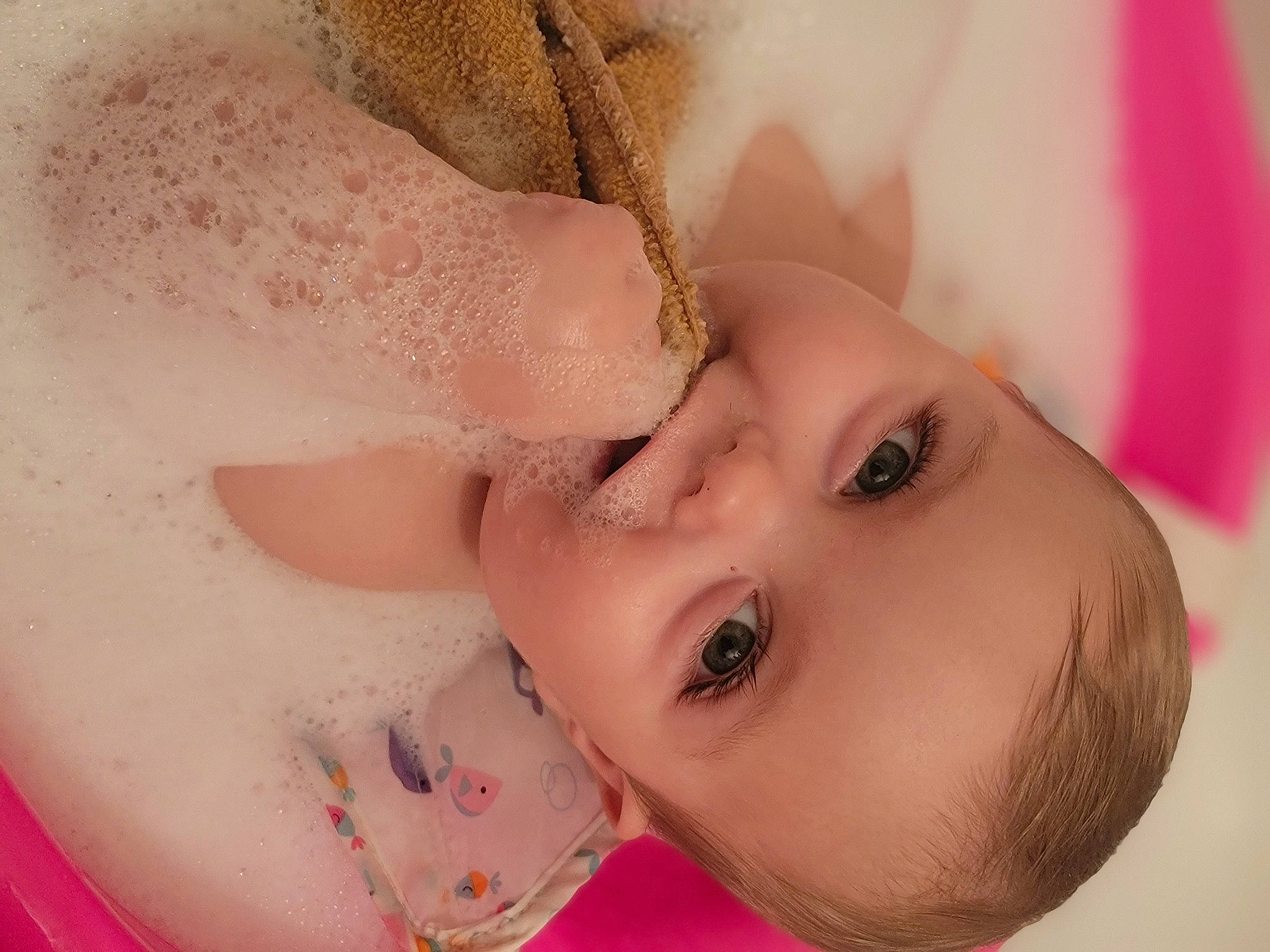 Kimberlynn is registered to the contest to win money with this photo: baby, cheek, close_up, ear, eye, eyebrow, eyelash, hair_accessory, happy, headgear, iris, joy, lip, mouth, nail, neck, nose, person, pink, skin