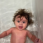 Nolan is registered to the contest to win money with this photo: baby, back, bathing, bathtub, bodypart, bubble, face, finger, hand, happy, head, mouth, person, photography, portrait, smile, tub, water