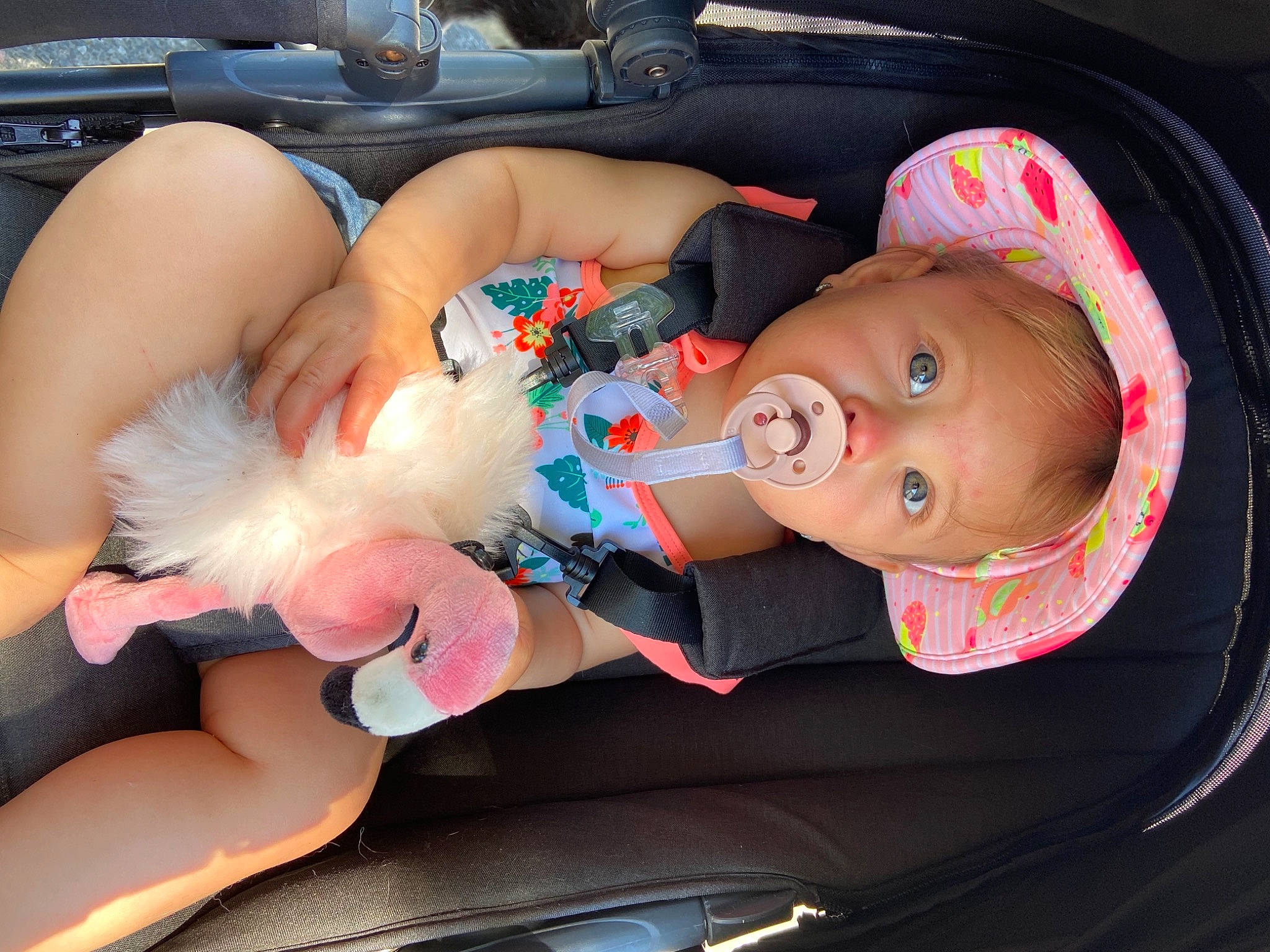 Liana participe au concours pour gagner de l'argent avec cette photo : auto_part, baby, baby_carriage, baby_in_car_seat, baby_products, baby_toddler_clothing, car_seat, child, comfort, finger, fun, human_leg, lap, nail, person, skin, thigh, thumb, toddler, toy