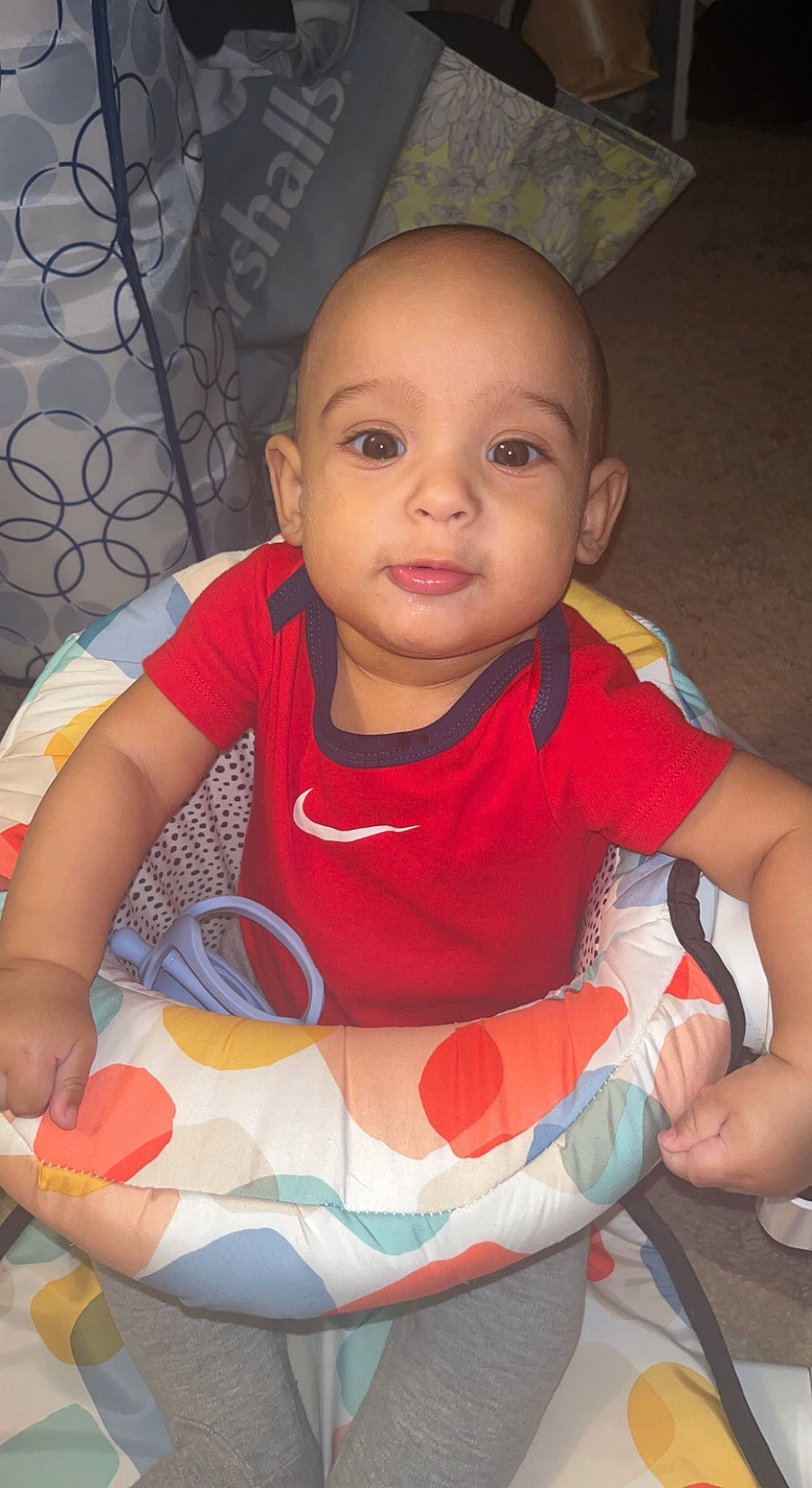 Kamden joined the competition — help win amazing prizes! baby, baby_toddler_clothing, beauty, cheek, child, cool, eye, finger, fun, happy, human_body, iris, mouth, nose, organ, person, pink, skin, sleeve, smile