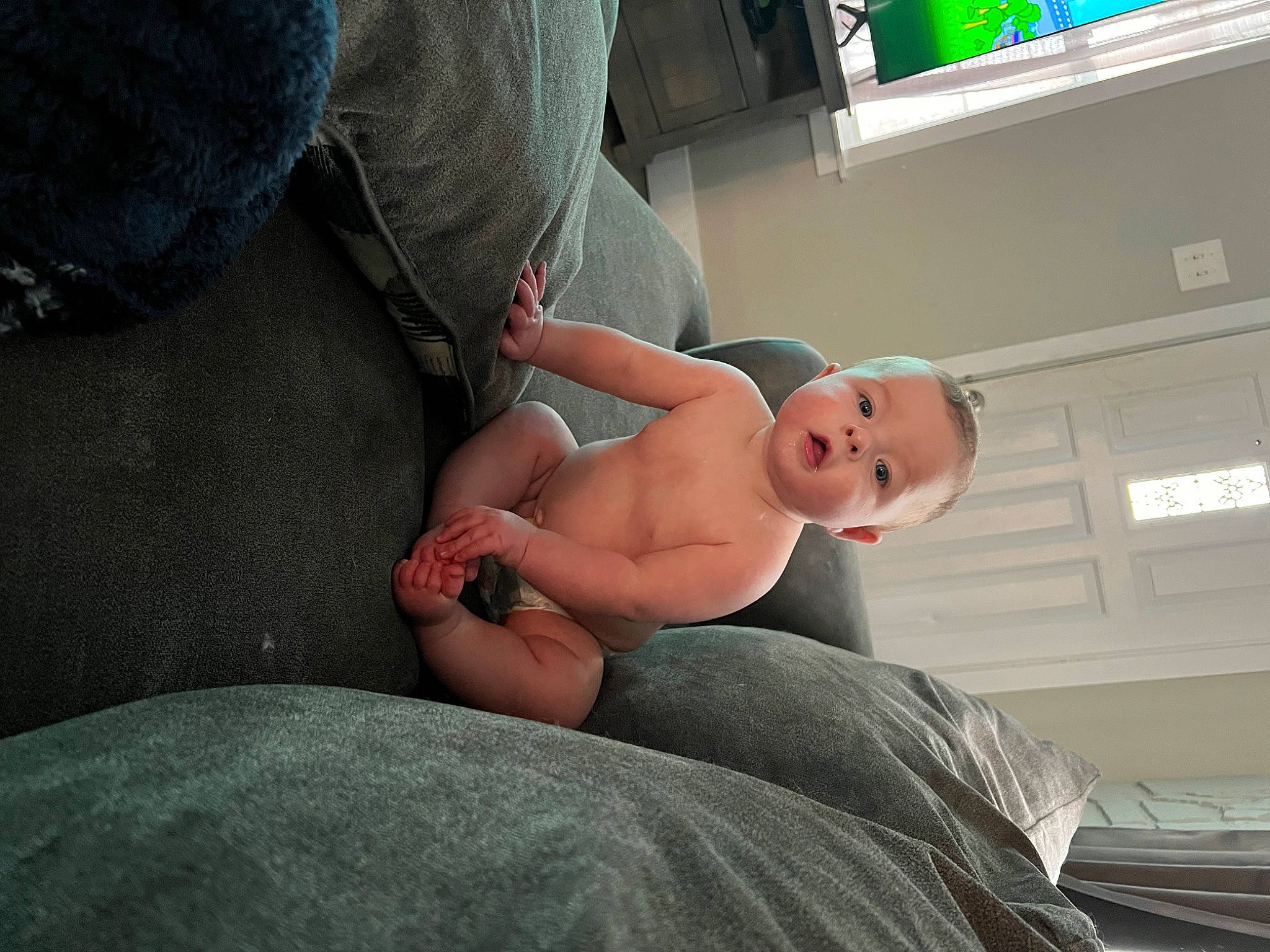 Bryson joined the competition — help win amazing prizes! abdomen, baby, chest, comfort, elbow, finger, gesture, human_leg, joint, knee, leg, mouth, person, shorts, shoulder, skin, stomach, thigh, thumb, trunk