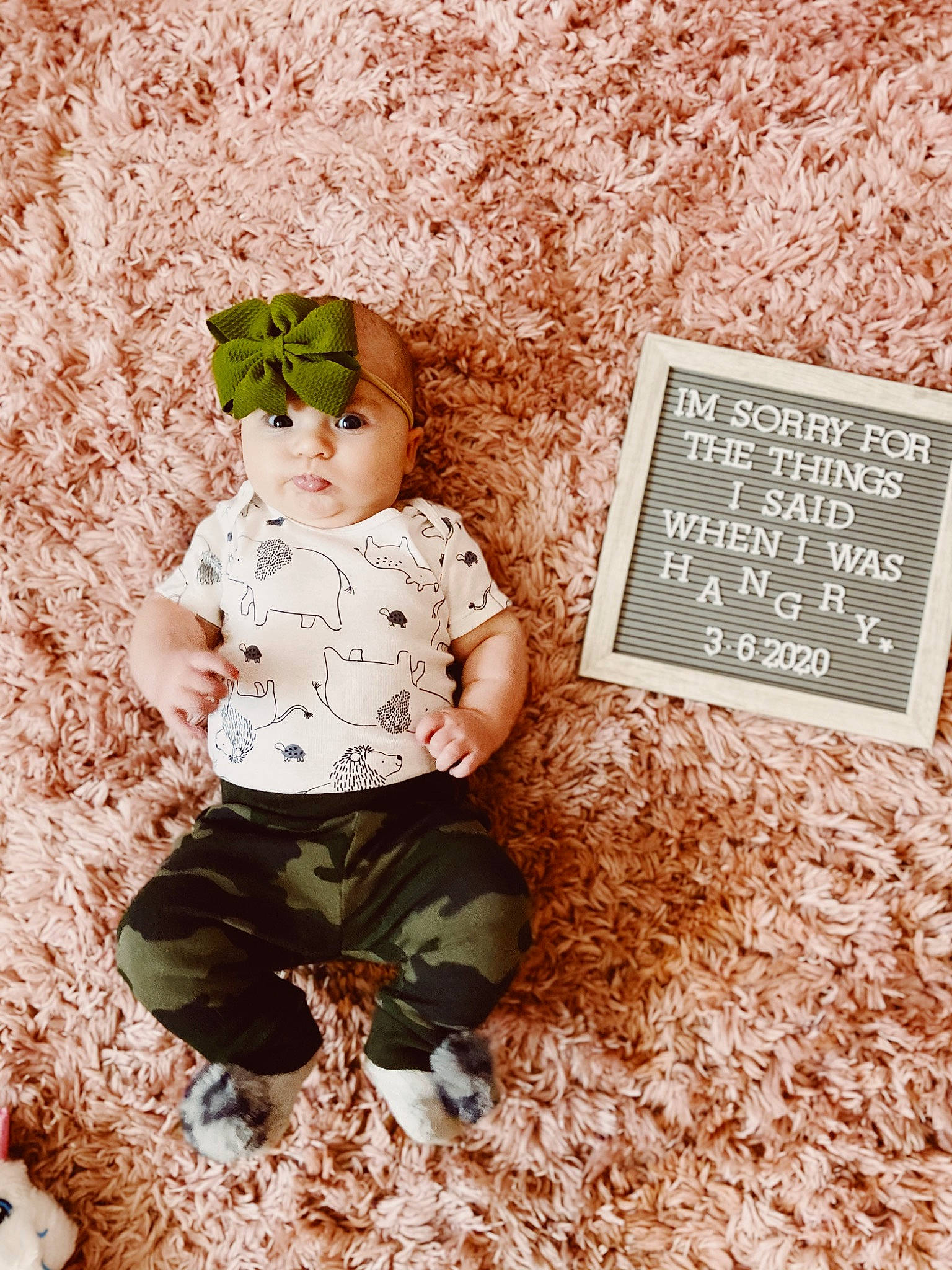 Piper joined the competition — help win amazing prizes! baby, child, font, headwear, leaf, person, sitting, toddler, toy