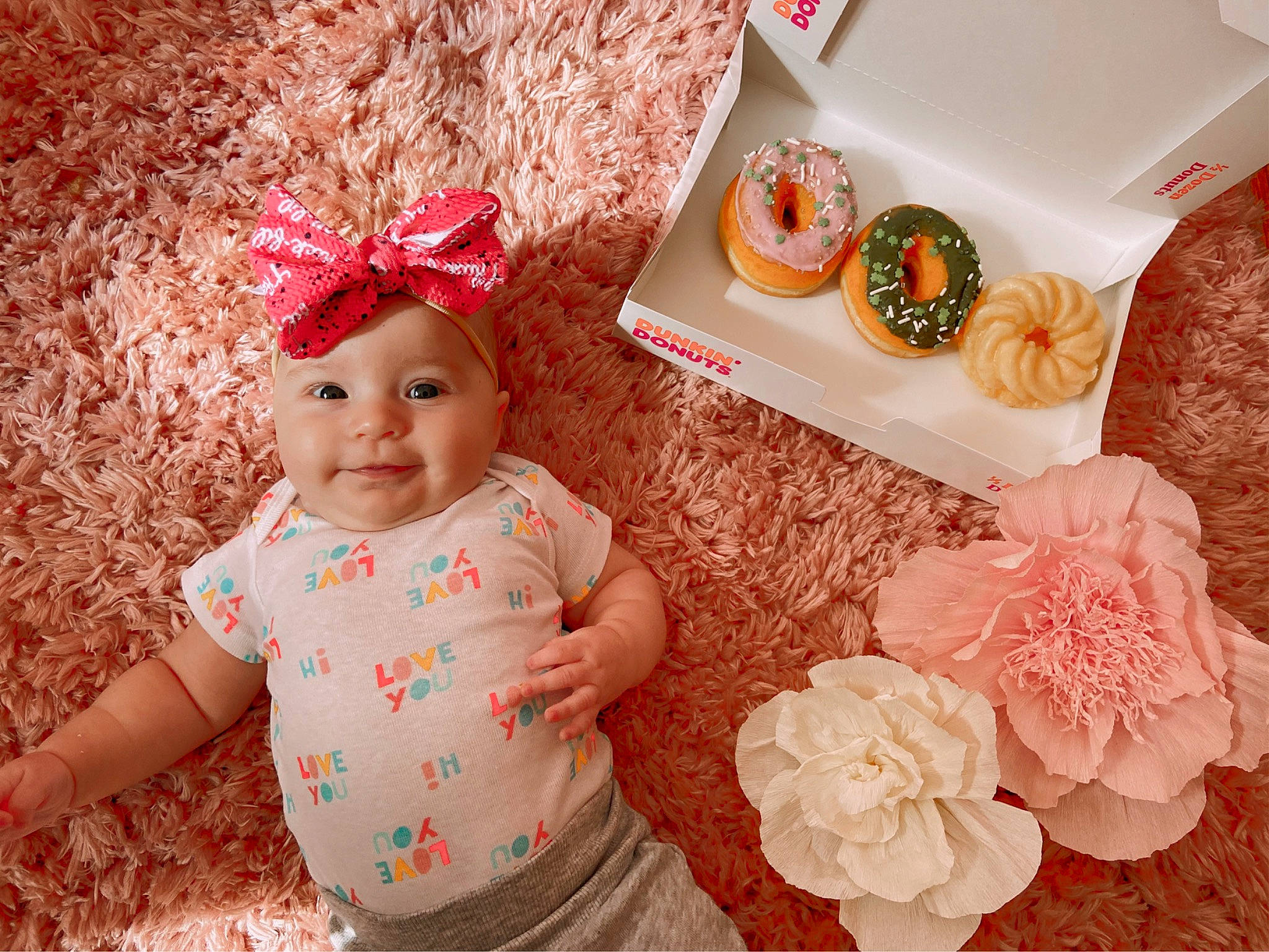 Piper is registered to the contest to win money with this photo: baby, baby_bloomers, baby_toddler_clothing, child, crochet, dress, fashion_accessory, hair_accessory, headband, headgear, headwear, joy, peach, person, pink, textile, toddler
