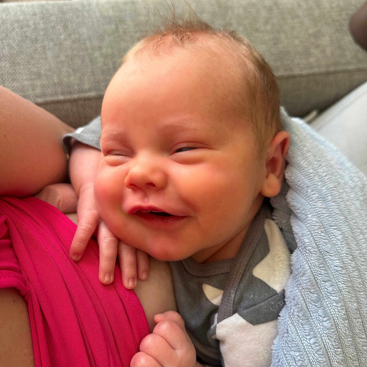 Noah joined the competition — help win amazing prizes! baby, blanket, bodypart, couch, cushion, face, finger, furniture, hand, happy, head, homedecor, newborn, person, photography, portrait, quilt, sleeping, smile, towel