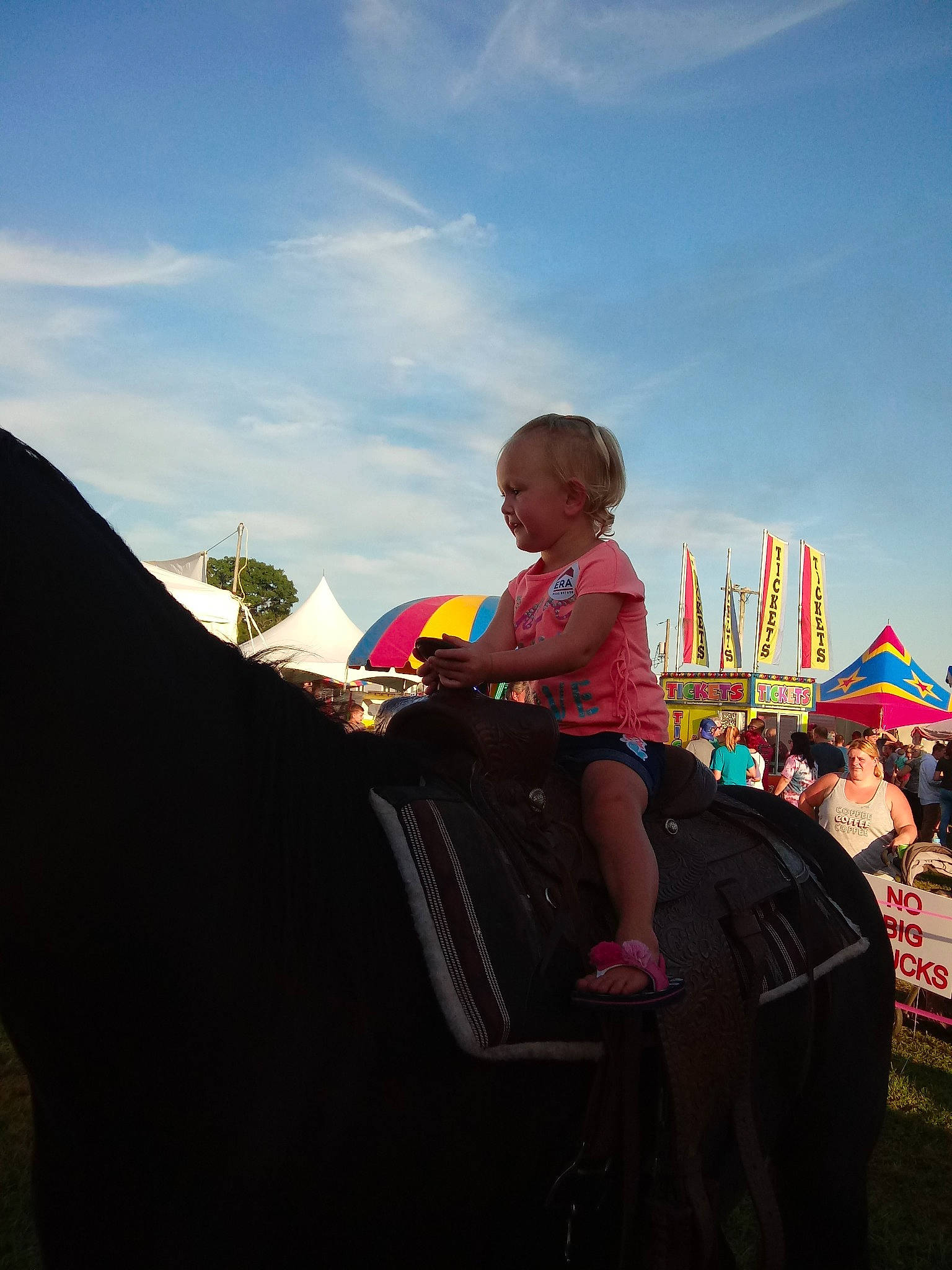 Mayabella is registered to the contest to win money with this photo: child, cloud, fair, horse, joy, landscape, leisure, livestock, person, plant, sky, tourism, tree, vacation