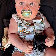 Nehoray a rejoint le concours — aidez-le/la à gagner de superbes lots ! adorable, baby, car_seat, child, clothing, comfort, cute, expression, eyes, face, hand, infant, pacifier, plush_toy, sitting, skin, straps, tear, toy, young