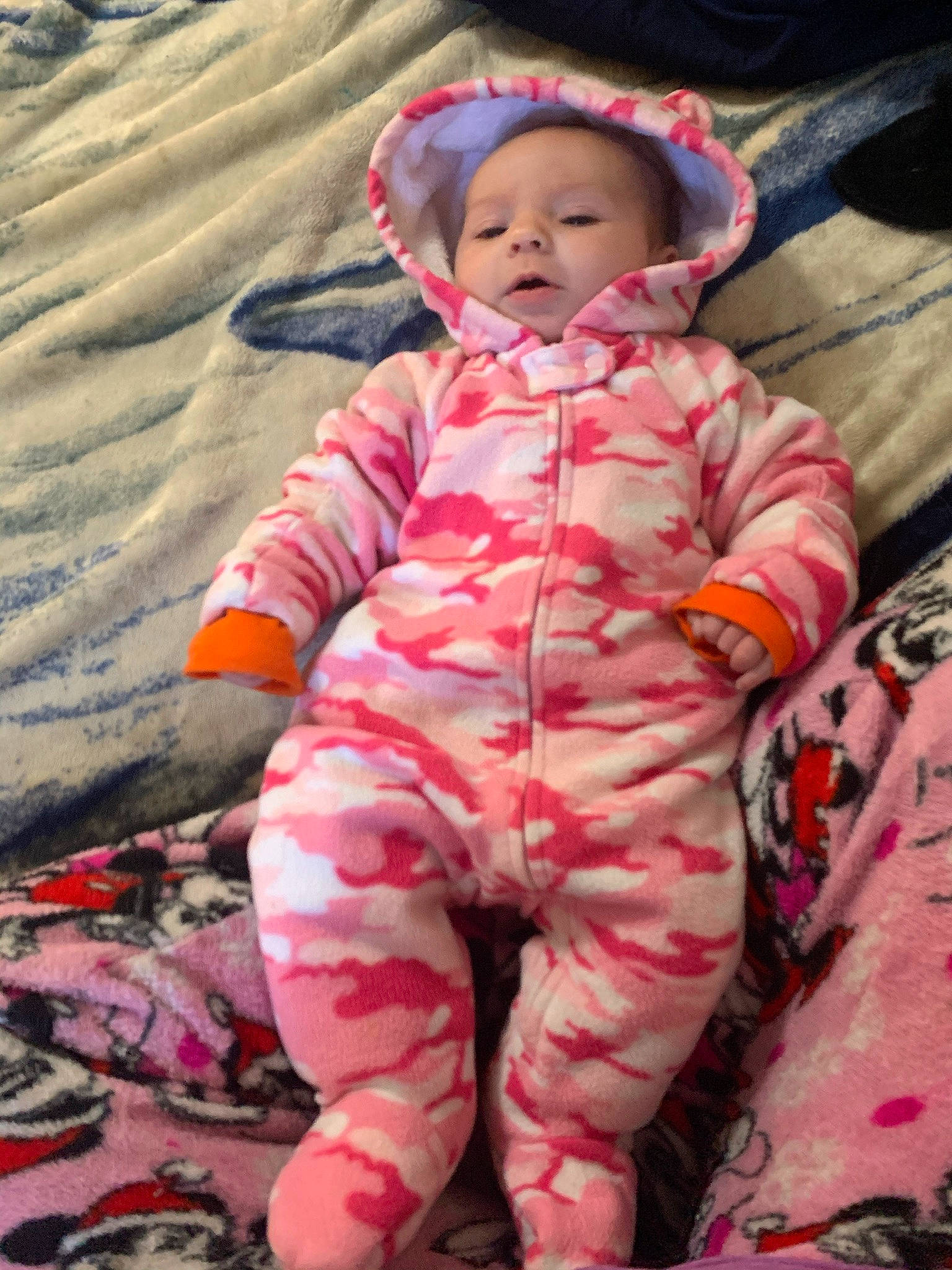 Ivylee joined the competition — help win amazing prizes! baby, cheek, child, headwear, outerwear, pattern, person, pink, play, skin, smile, toddler, winter