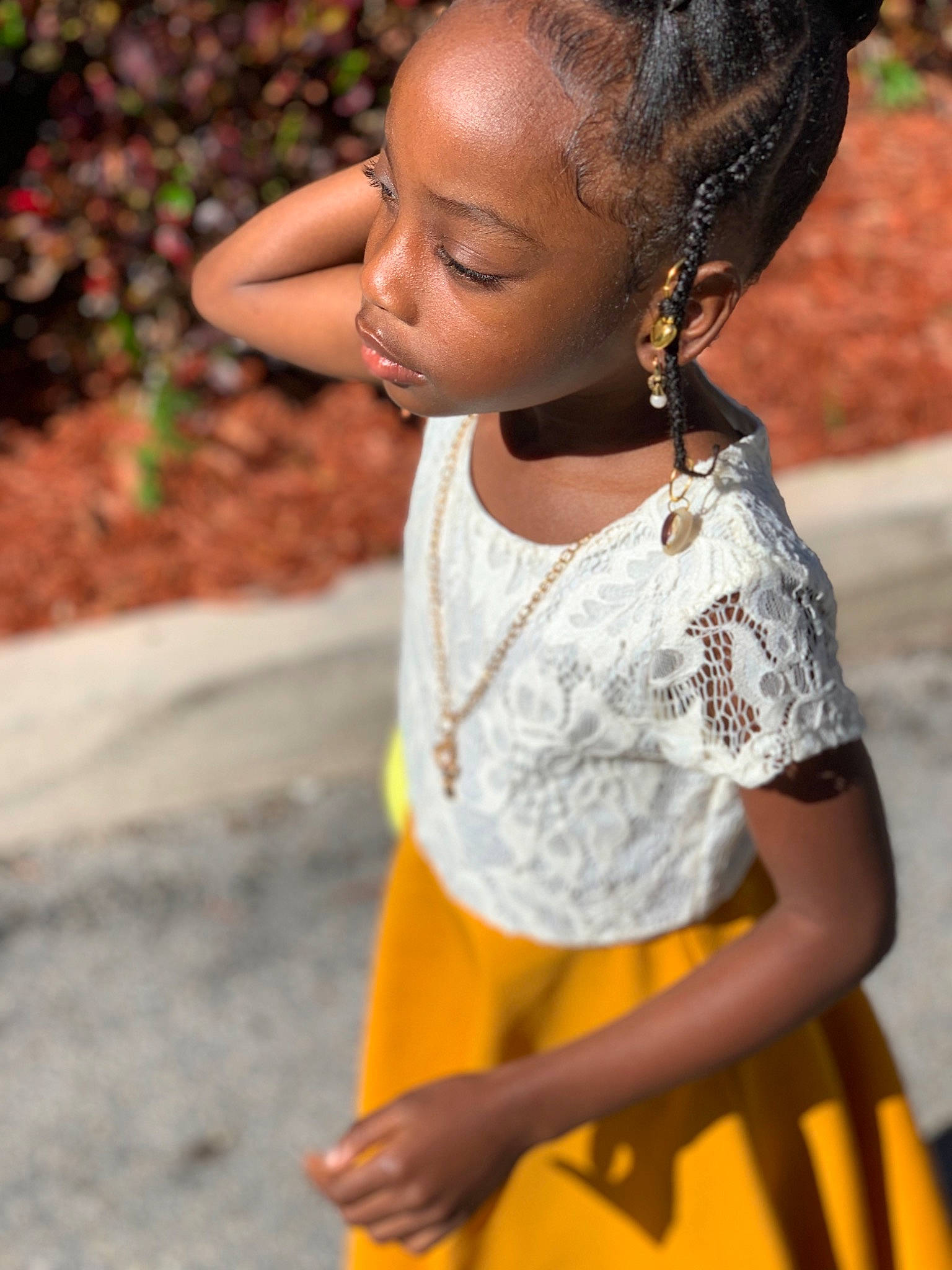 Glory Gwendolyn is registered to the contest to win money with this photo: black, black_hair, braid, chin, cornrows, eye, face, fashion, fashion_design, hair, happy, head, jewellery, lip, long_hair, neck, person, plant, skin, sleeve