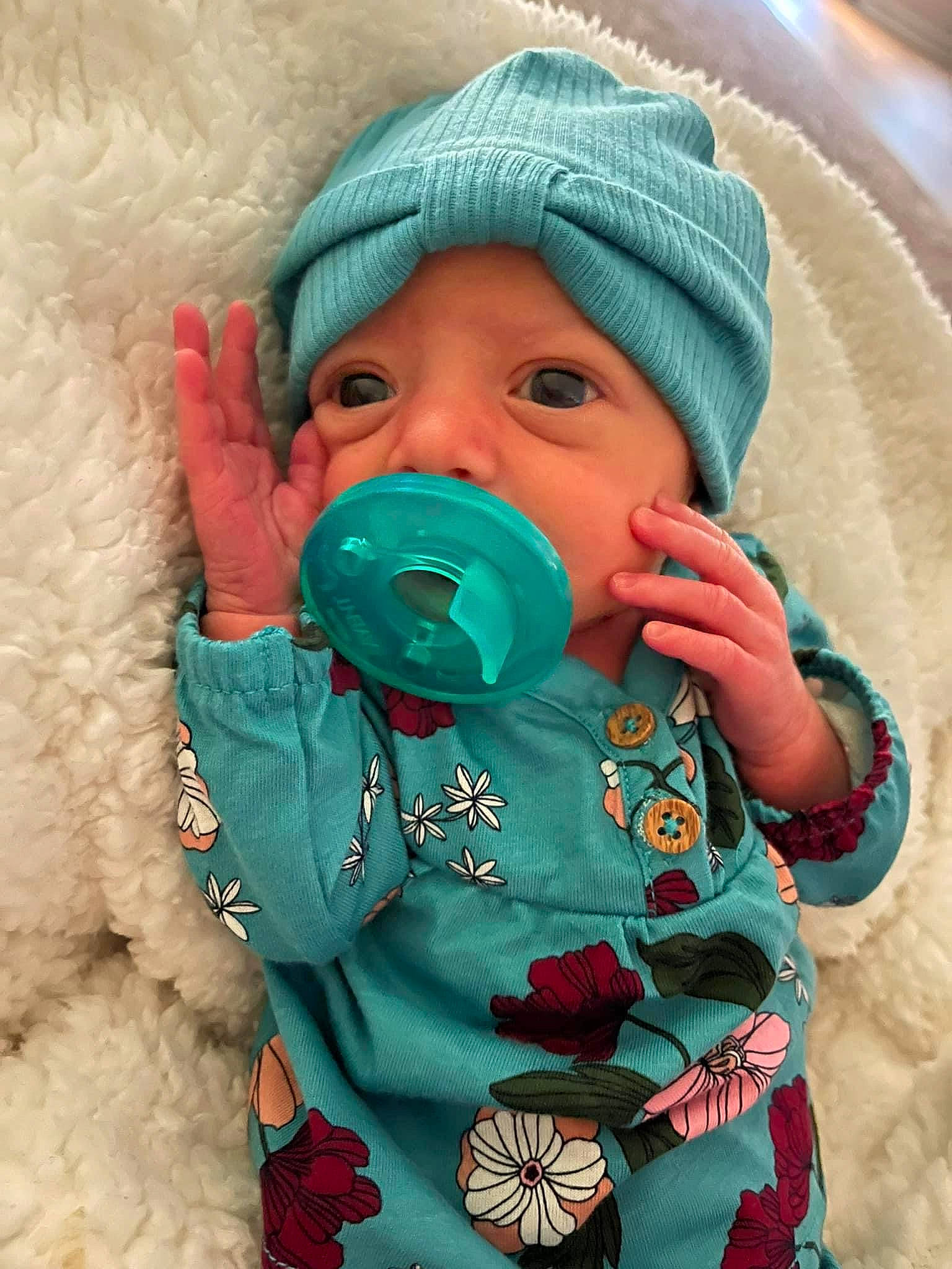 Fern joined the competition — help win amazing prizes! baby, baby_toddler_clothing, beanie, cap, cheek, child, fictional_character, fun, fur, green, happy, headwear, hood, jacket, knit_cap, nose, pattern, person, personal_protective_equipment, sleeve