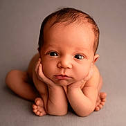 Kai is registered to the contest to win money with this photo: baby, infant, child, face, hands, feet, skin, portrait, cute, expression, eyes, newborn, resting, posing, soft_lighting, neutral_background, chubby_cheeks, curious, closeup, studio_photography