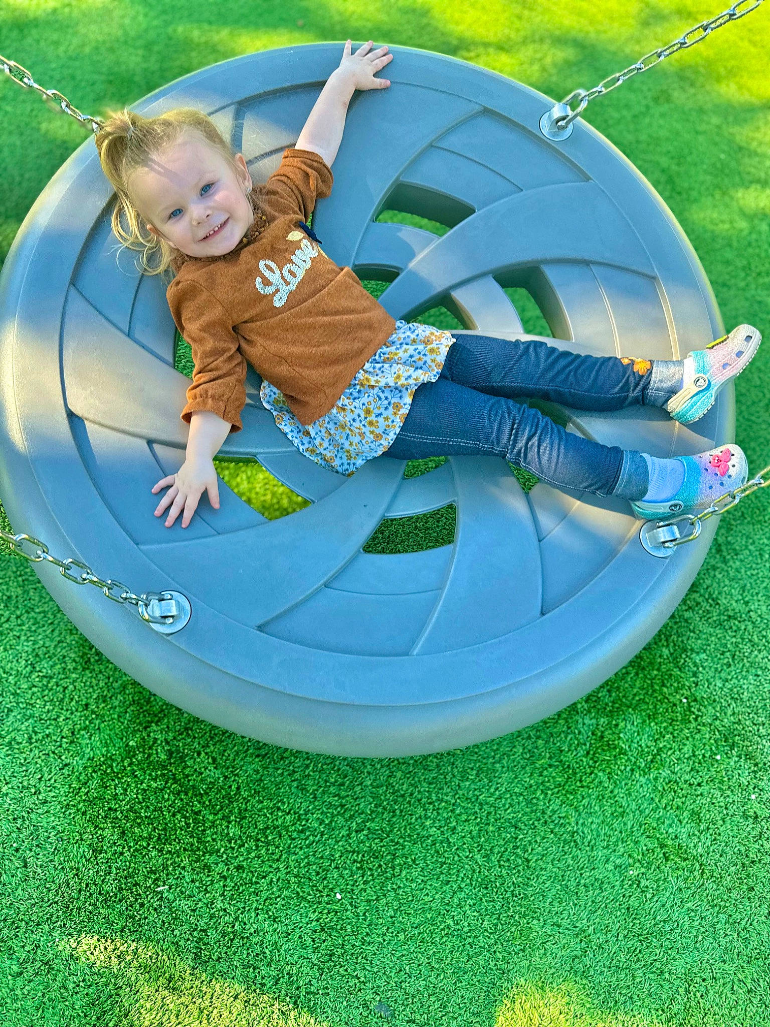 Pyper joined the competition — help win amazing prizes! chair, circle, electric_blue, fun, games, grass, grassland, happy, inflatable, joy, leisure, people_in_nature, person, plant, play, recreation, shorts, sitting, t_shirt, toddler