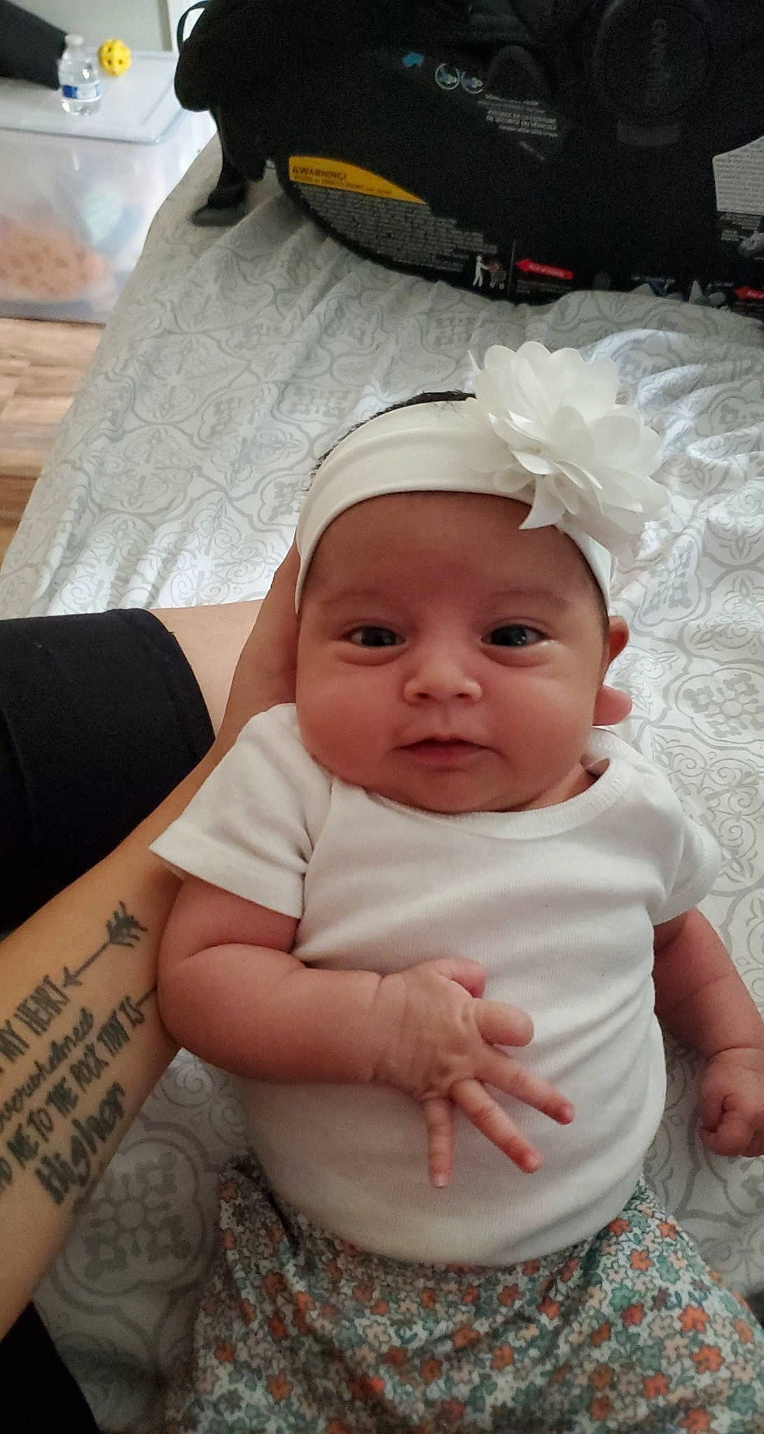 Aliyah is registered to the contest to win money with this photo: baby, baby_products, cheek, child, headgear, headwear, person, product, skin, toddler