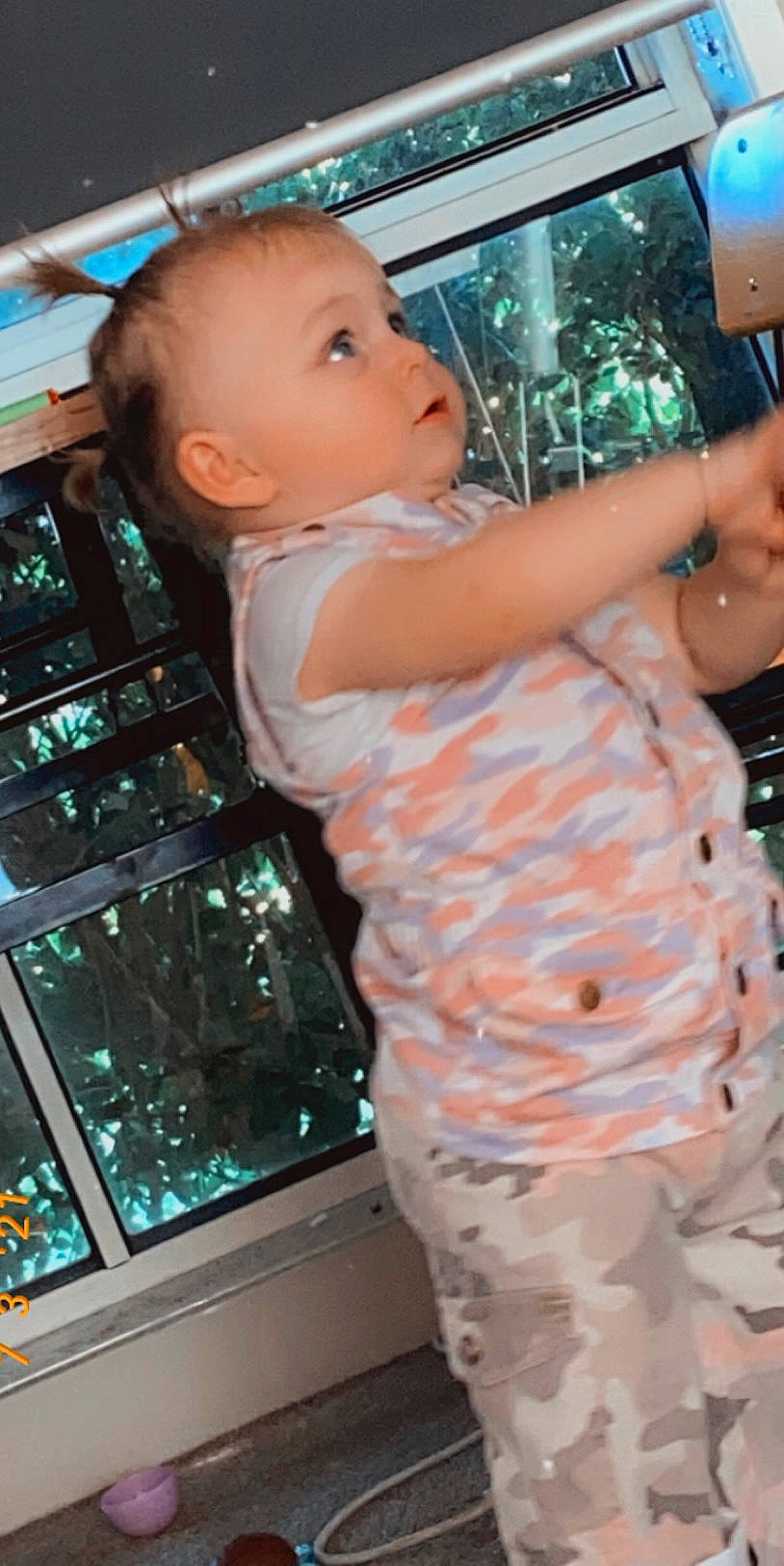 Kalina-rose joined the competition — help win amazing prizes! abdomen, baby, baby_toddler_clothing, blue, chest, child, fun, gesture, glass, machine, pattern, person, play, room, sleeve, standing, t_shirt, toddler, vehicle_door, white