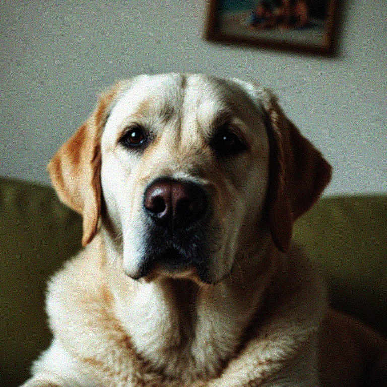 Max a rejoint le concours — aidez-le/la à gagner de superbes lots ! animal, architecture, beagle, building, canine, chair, couch, dog, furniture, goldenretriever, hound, indoors, labradorretriever, livingroom, pet, puppy, room, snout, whitedog