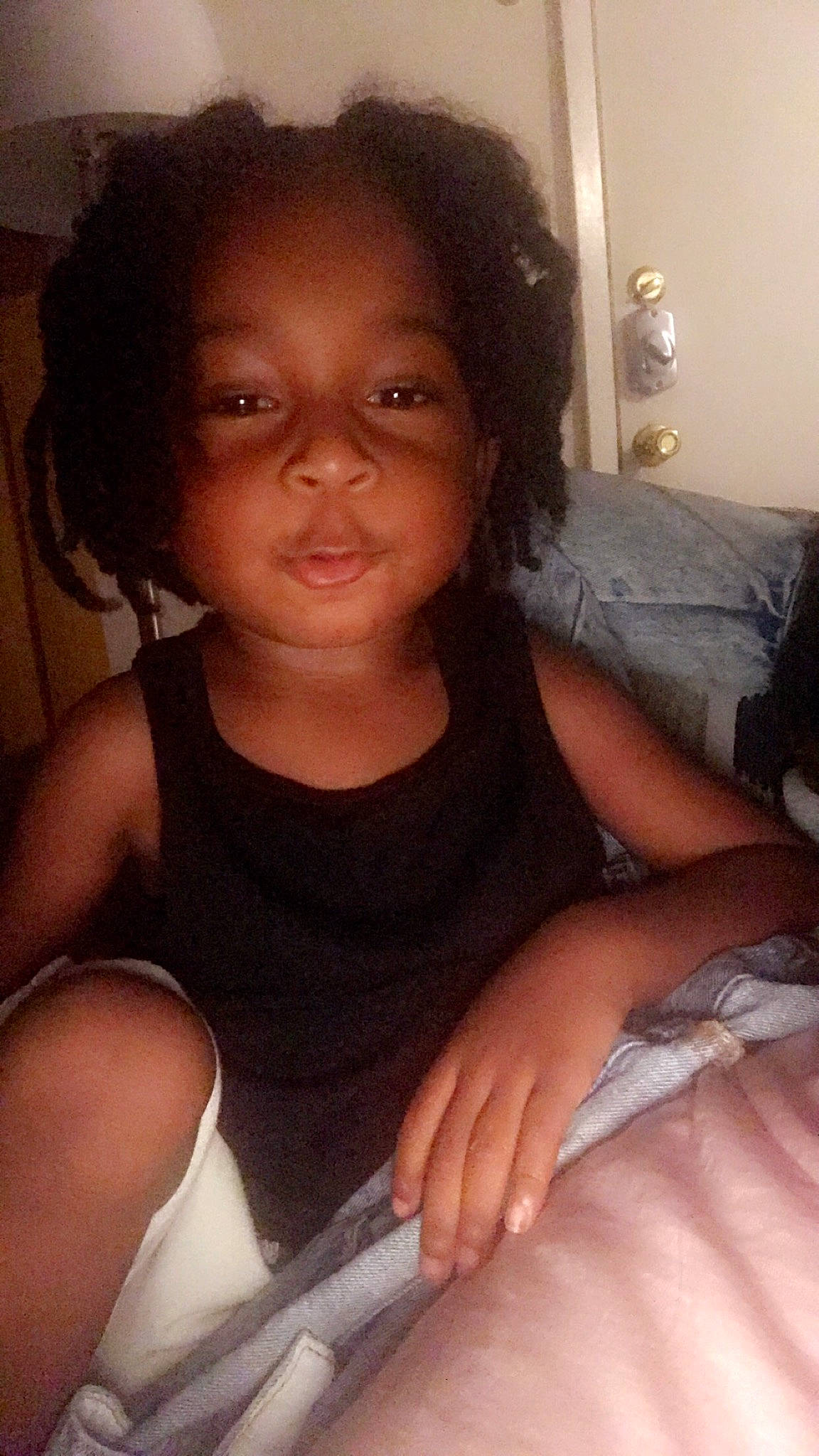 Damion joined the competition — help win amazing prizes! arm, black_hair, cheek, child, daughter, eyebrow, face, finger, hair, hand, lip, long_hair, mouth, nose, person, smile, toddler