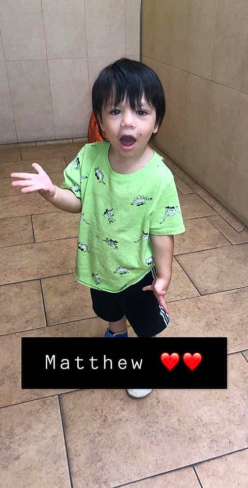 Matthew joined the competition — help win amazing prizes! baby_toddler_clothing, bangs, child, cool, finger, gesture, joint, person, skin, sleeve, square, surprise, thumb, tile, toddler