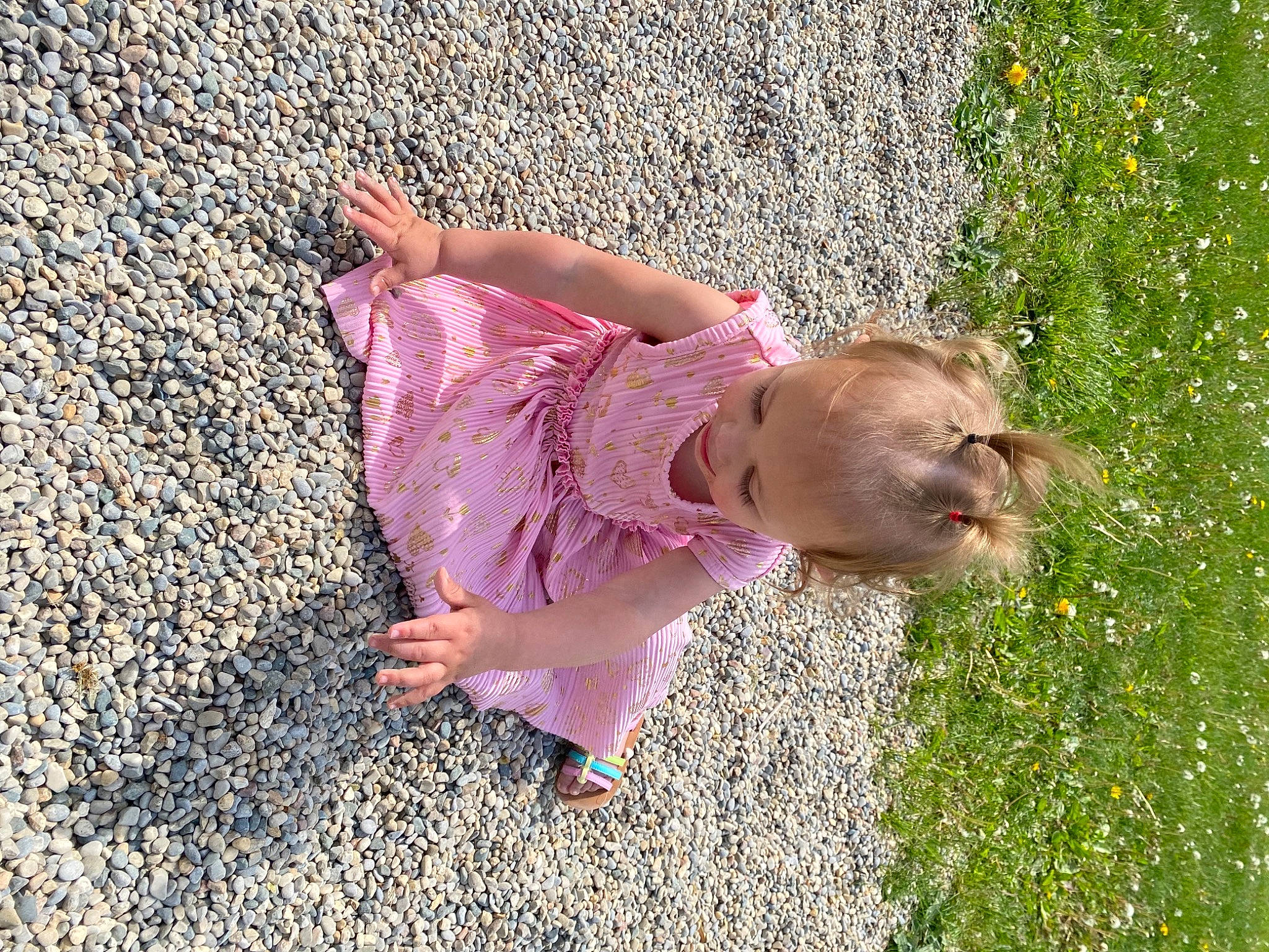 Scarlet joined the competition — help win amazing prizes! baby, baby_toddler_clothing, child, dress, fawn, fun, grass, grass_family, happy, human_leg, leg, leisure, magenta, people_in_nature, person, pink, plant, play, road_surface, toddler