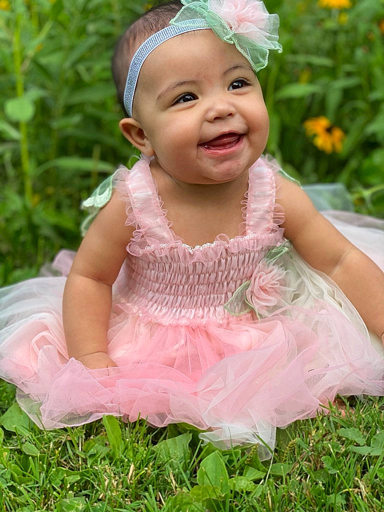 Ayrabella joined the competition — help win amazing prizes! baby, baby_products, baby_toddler_clothing, child, child_model, clothing, design, dress, fashion_accessory, grass, hair_accessory, headband, headgear, headwear, joy, pattern, person, pink, product, textile