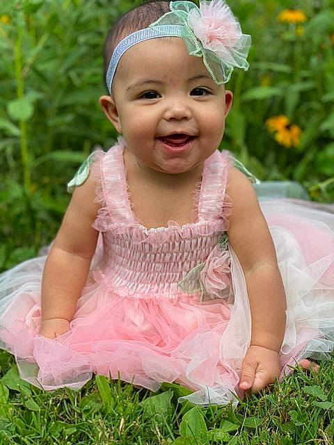 Ayrabella joined the competition — help win amazing prizes! baby, baby_products, baby_toddler_clothing, child, child_model, clothing, costume, dress, fashion_accessory, grass, hair_accessory, headband, headgear, headpiece, headwear, joy, person, pink, plant, product