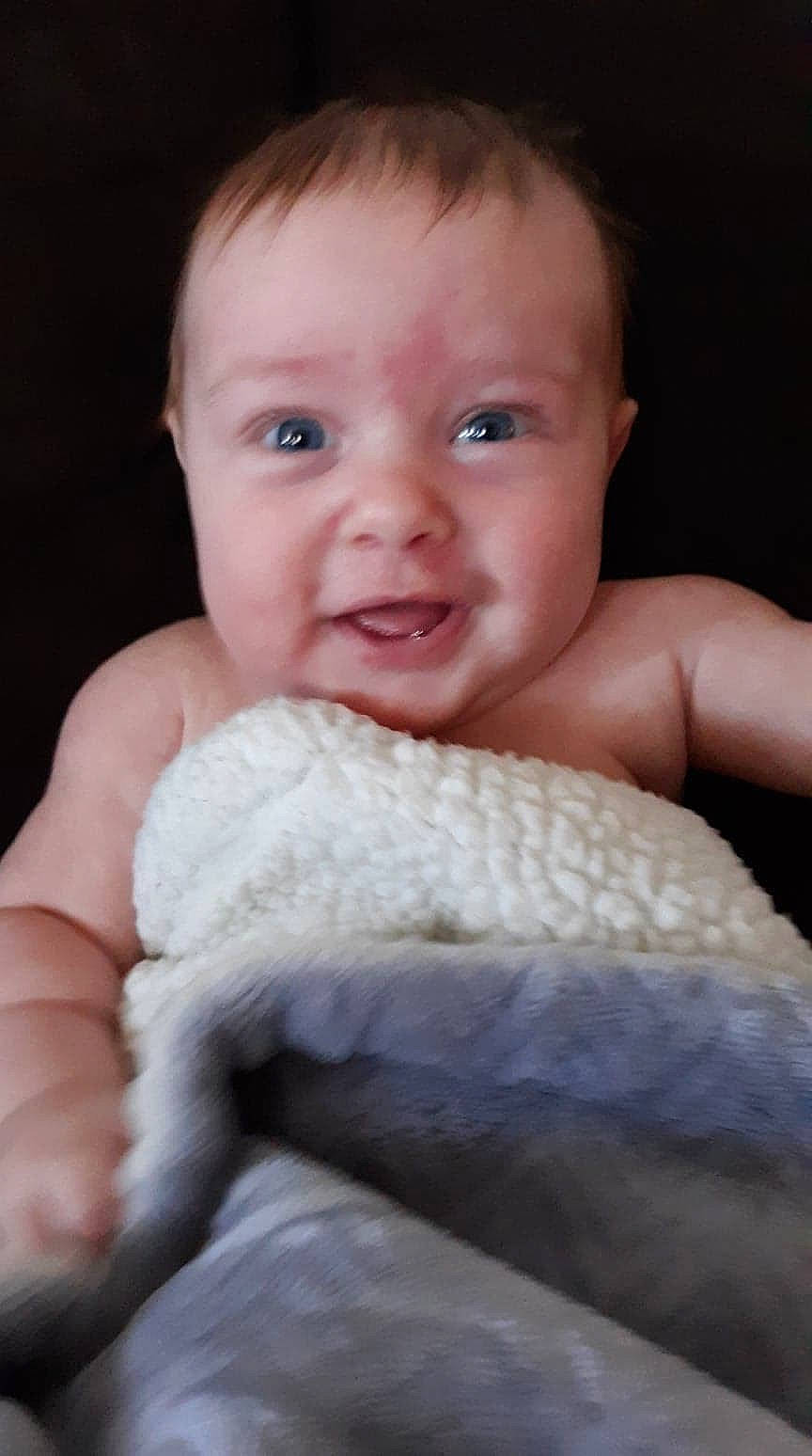 Kayden joined the competition — help win amazing prizes! baby, beauty, cheek, child, chin, close_up, eye, face, finger, hand, head, human, lip, mouth, nose, person, sitting, skin, smile, thumb