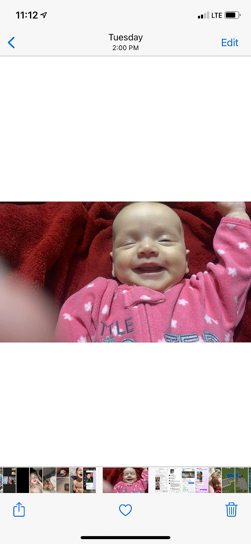 Harper joined the competition — help win amazing prizes! baby, baby_laughing, baby_products, baby_toddler_clothing, child, comfort, fashion_accessory, font, happy, hood, laugh, linens, magenta, outerwear, person, purple, sleeve, smile, t_shirt, toddler