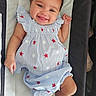 Sky joined the competition — help win amazing prizes! baby, smile, infant, clothing, blue, stars, cute, happy, portrait, child, hair_clip, lying_down, onesie, skin, cheeky, baby_girl, soft_surface, indoor, closeup, adorable