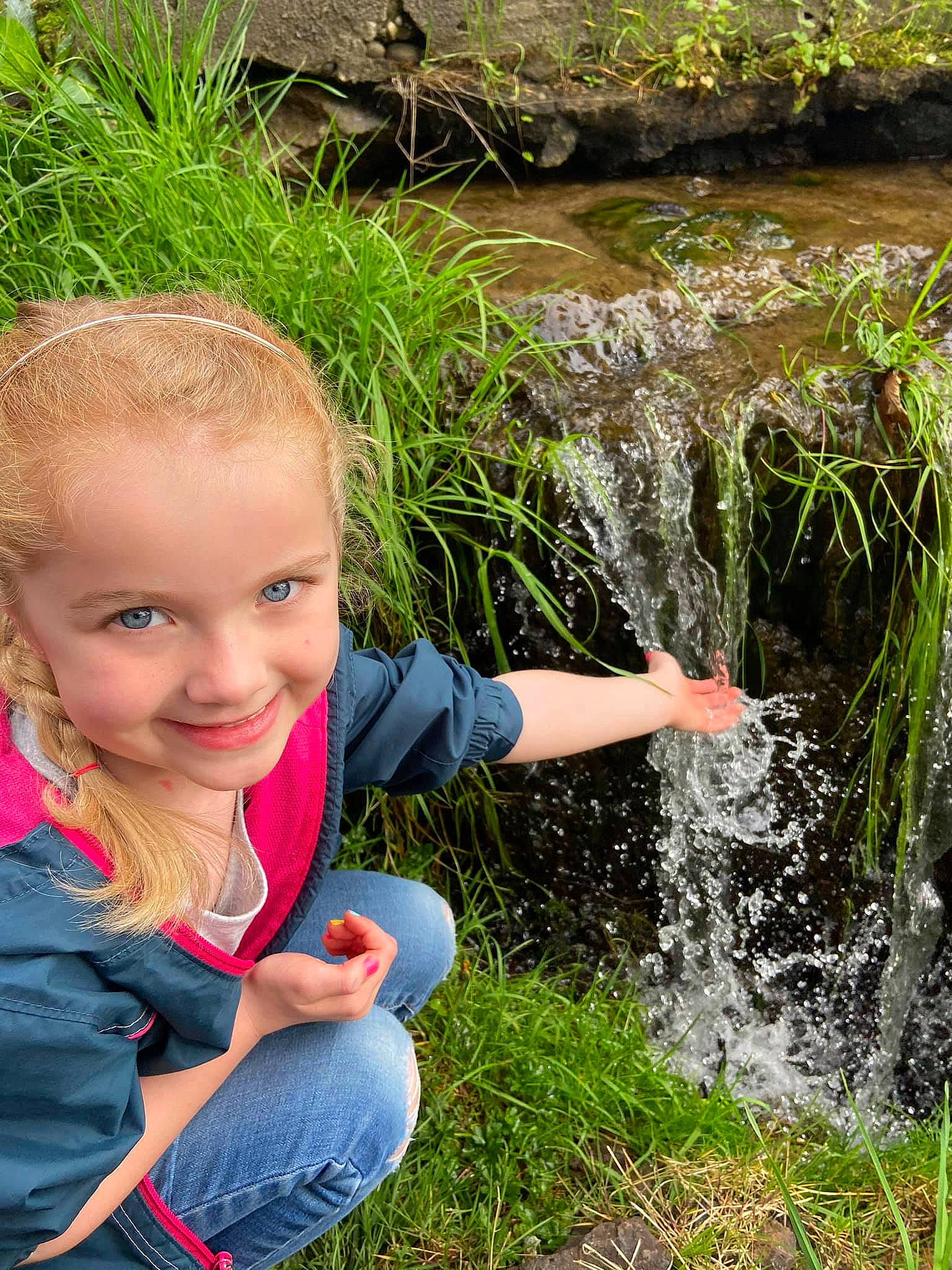 Macy joined the competition — help win amazing prizes! fun, grass, grass_family, happy, jeans, joy, landscape, leaf, leisure, natural_landscape, people_in_nature, person, plant, recreation, smile, stream, summer, sunlight, toddler, water