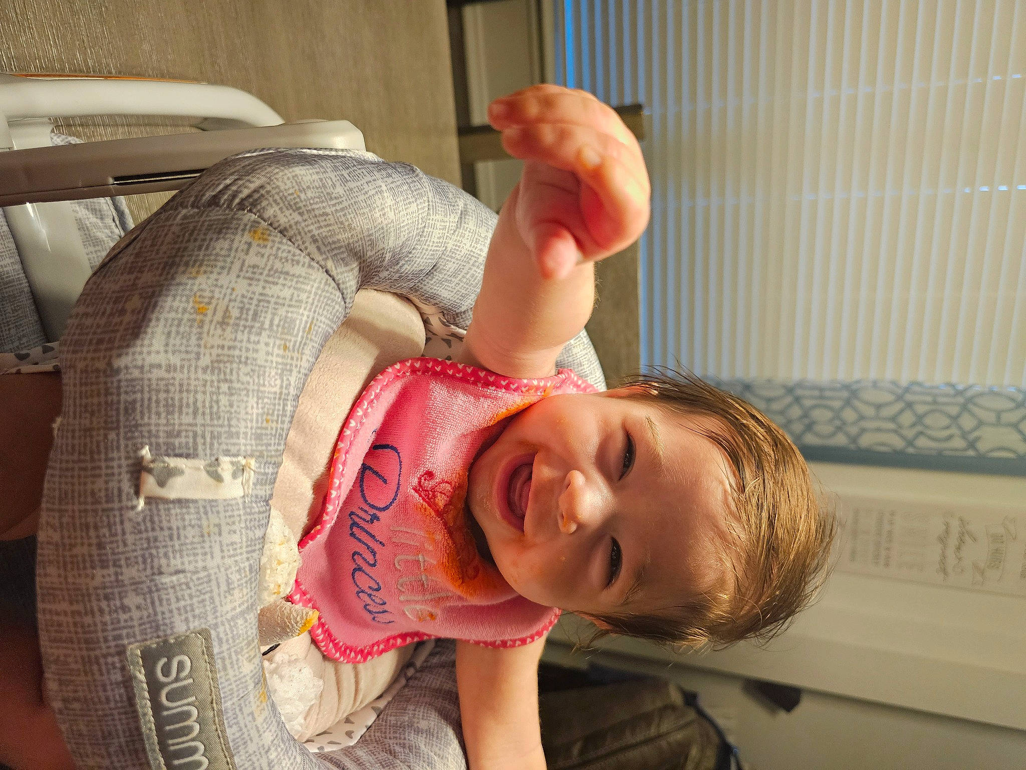 Mckenna is registered to the contest to win money with this photo: abdomen, baby, baby_products, chest, child, comfort, elbow, flesh, fun, gesture, glasses, happy, hat, mammal, nail, person, smile, sunglasses, thumb, toddler