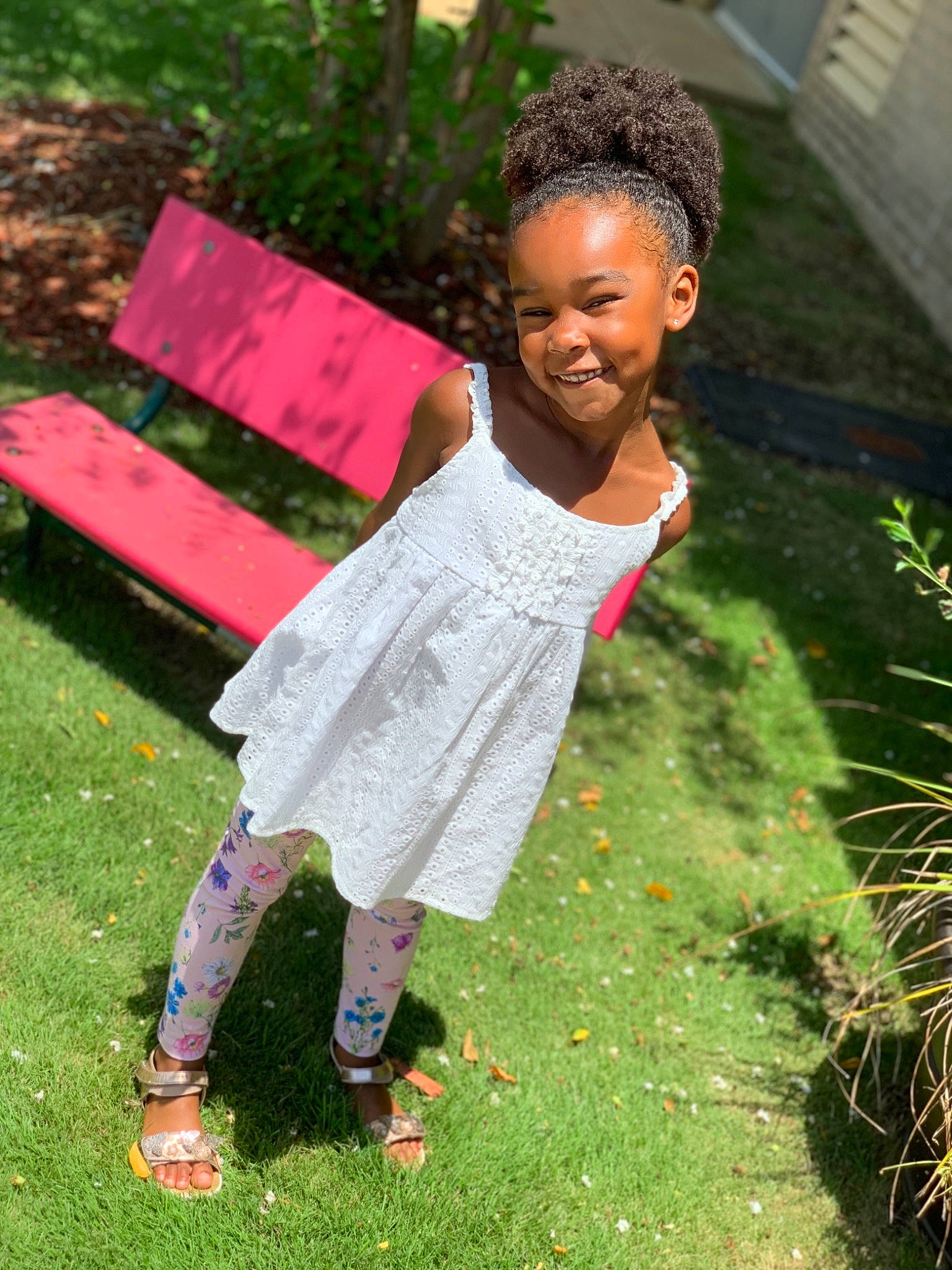 Ayva joined the competition — help win amazing prizes! adaptation, botany, child, dress, garden, grass, grass_family, hairstyle, happy, joy, lawn, leaf, people, person, photography, pink, plant, skin, smile, summer