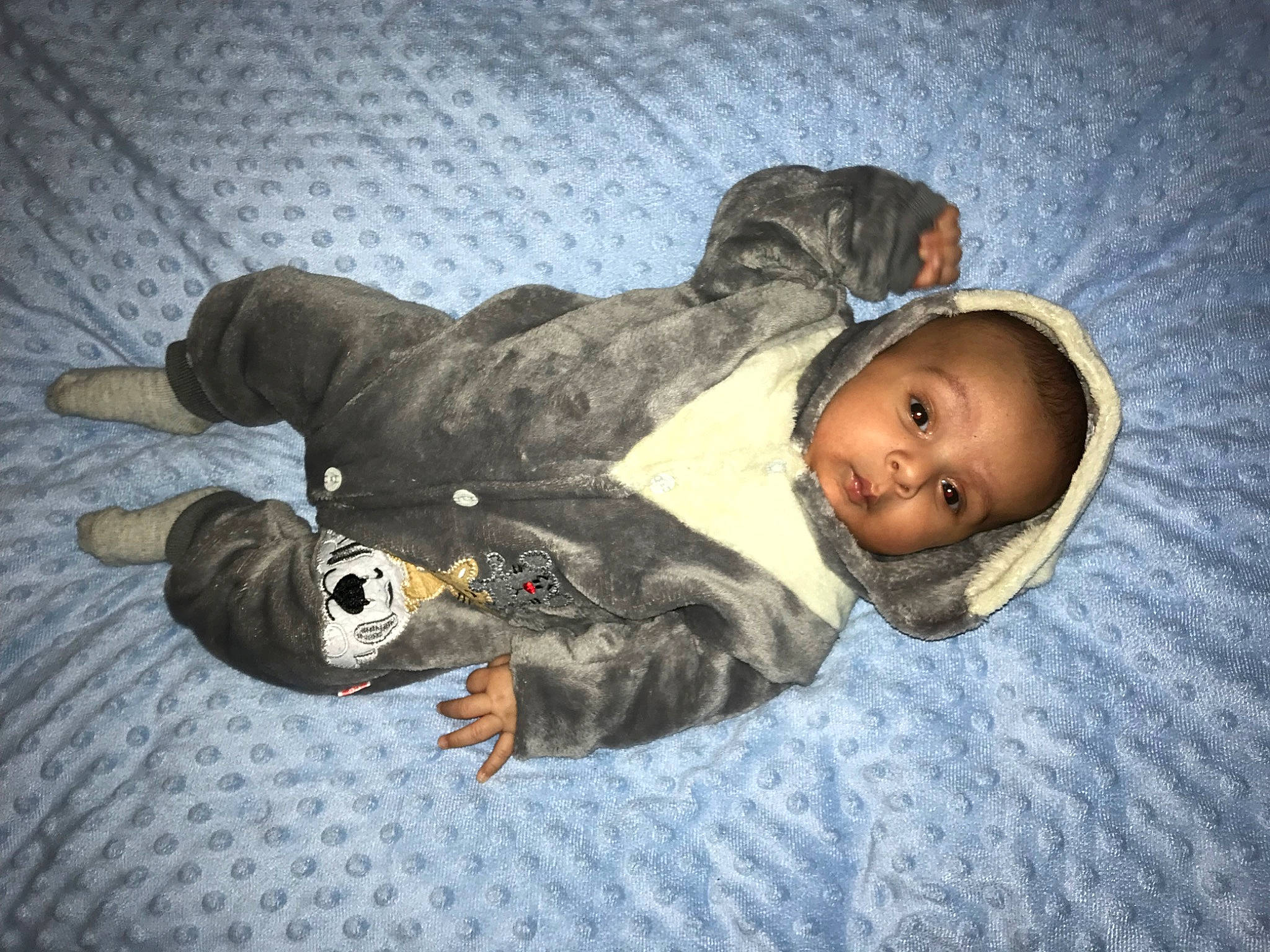 Ismael participe au concours pour gagner de l'argent avec cette photo : baby, baby_toddler_clothing, child, comfort, fun, fur, linens, nap, person, sitting, toddler