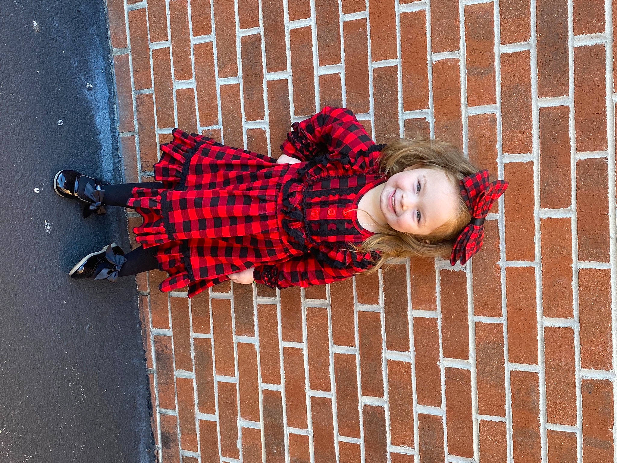 Savanna joined the competition — help win amazing prizes! beauty, brick, brickwork, carmine, child, concrete, electric_blue, floor, flooring, joy, pattern, person, pink, plaid, red, road_surface, sidewalk, smile, tartan, textile
