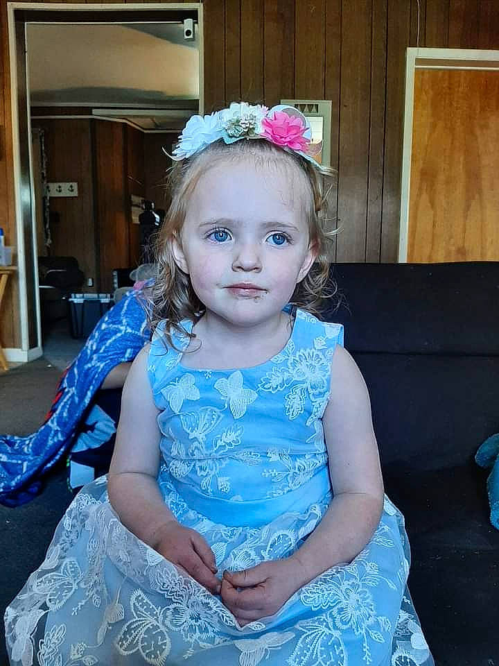 Cassidy is registered to the contest to win money with this photo: azure, baby_toddler_clothing, blue, child, day_dress, dress, embellishment, eye, fashion, fun, hair, hairstyle, happy, head, headpiece, iris, person, pink, purple, textile