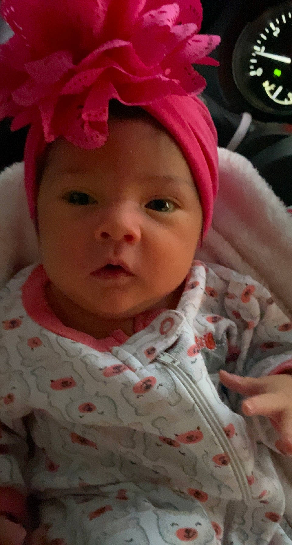 Aarya is registered to the contest to win money with this photo: baby, baby_toddler_clothing, cap, cheek, child, costume_hat, eyelash, fashion_accessory, happy, headgear, headpiece, headwear, helmet, iris, lip, magenta, nose, person, pink, skin