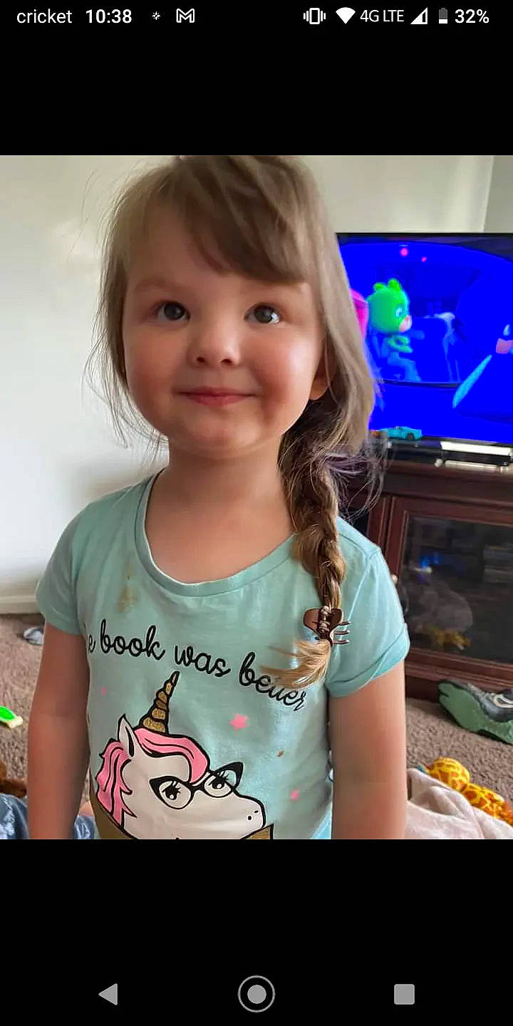 Maddie Dietrich is registered to the contest to win money with this photo: cheek, child, chin, cool, eyelash, facial_expression, finger, fun, hairstyle, happy, iris, joy, neck, organ, person, skin, sleeve, smile, standing, t_shirt