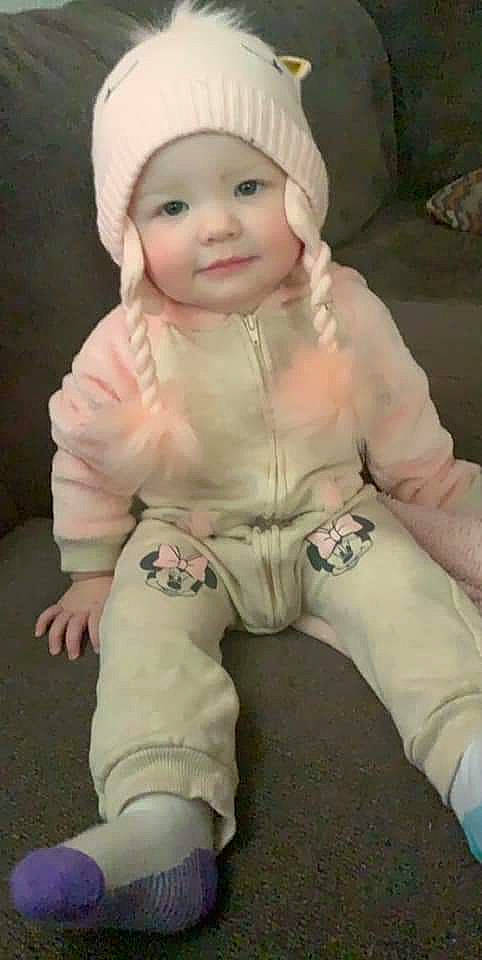 Maddie Dietrich is registered to the contest to win money with this photo: baby, cheek, child, fur, headgear, headwear, person, toddler