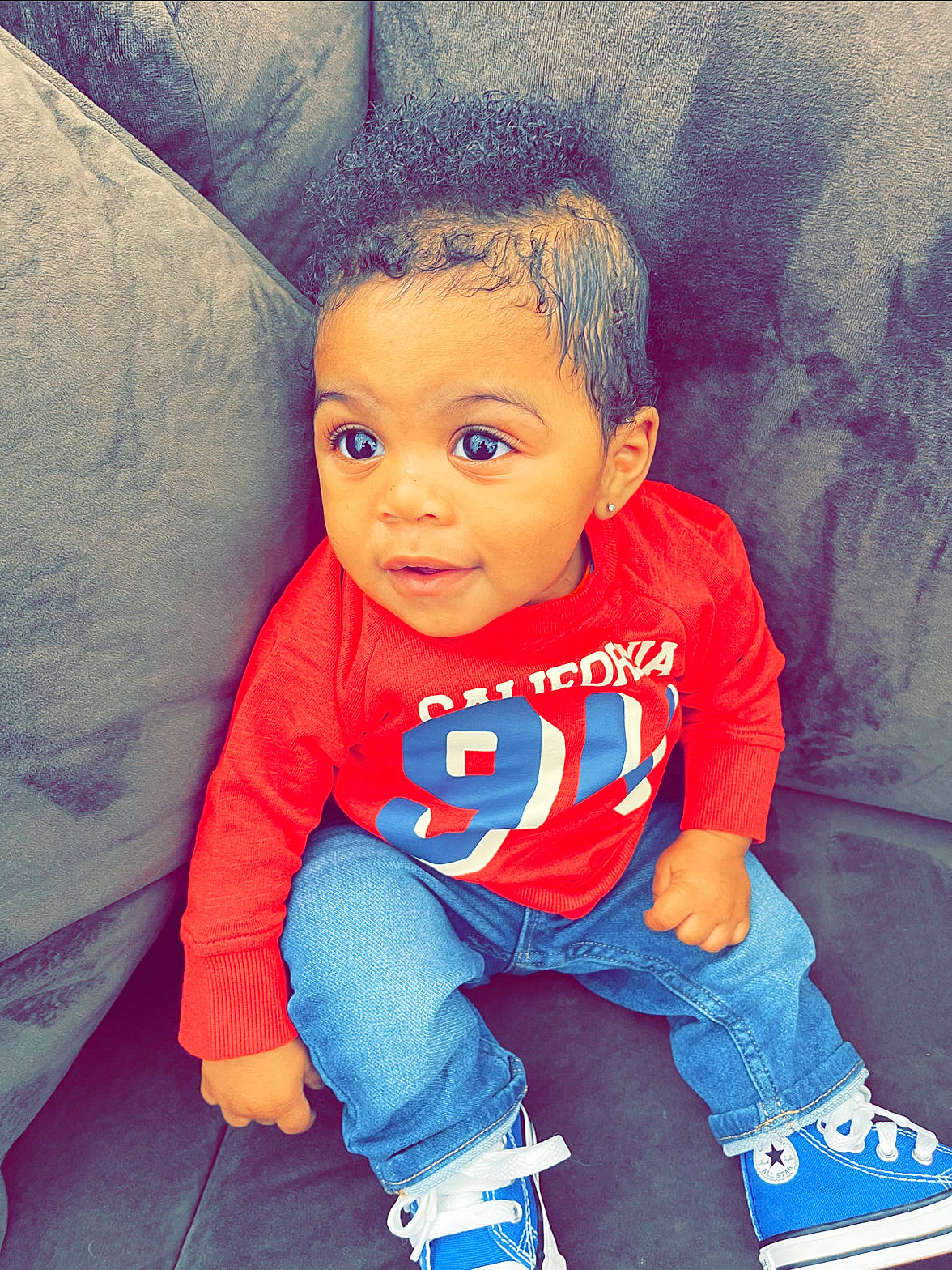 Kalvin joined the competition — help win amazing prizes! baby_toddler_clothing, blue, cheek, chin, comfort, cool, electric_blue, finger, flash_photography, floor, flooring, hairstyle, happy, human_body, mouth, nose, person, skin, sleeve, smile