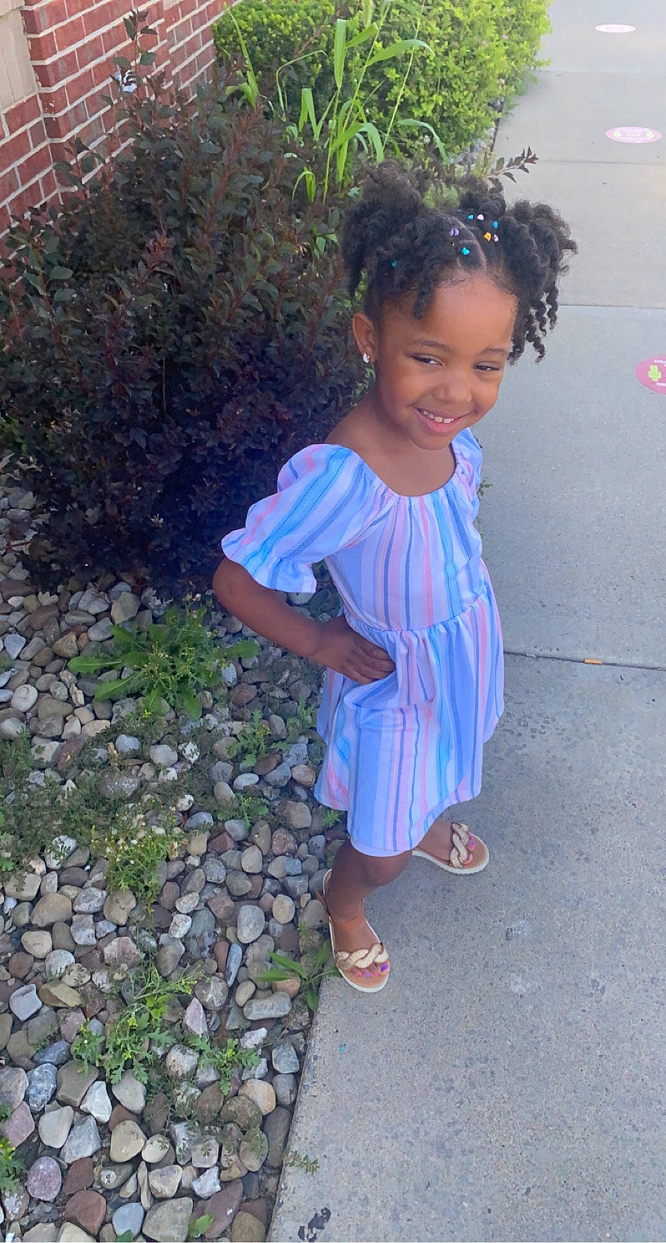 Avani joined the competition — help win amazing prizes! baby_toddler_clothing, beauty, child, cobblestone, day_dress, electric_blue, eye, face, fun, grass, green, happy, joy, magenta, people_in_nature, person, plant, purple, road_surface, sandal