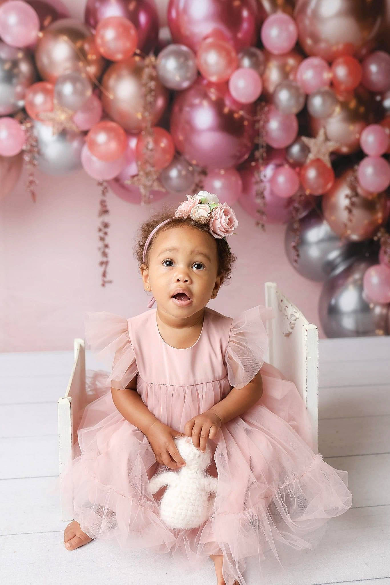 Selena joined the competition — help win amazing prizes! baby, baby_toddler_clothing, balloon, beauty, child, dress, event, fashion, flash_photography, happy, headpiece, human, magenta, party_supply, person, pink, product, snapshot, surprise, textile