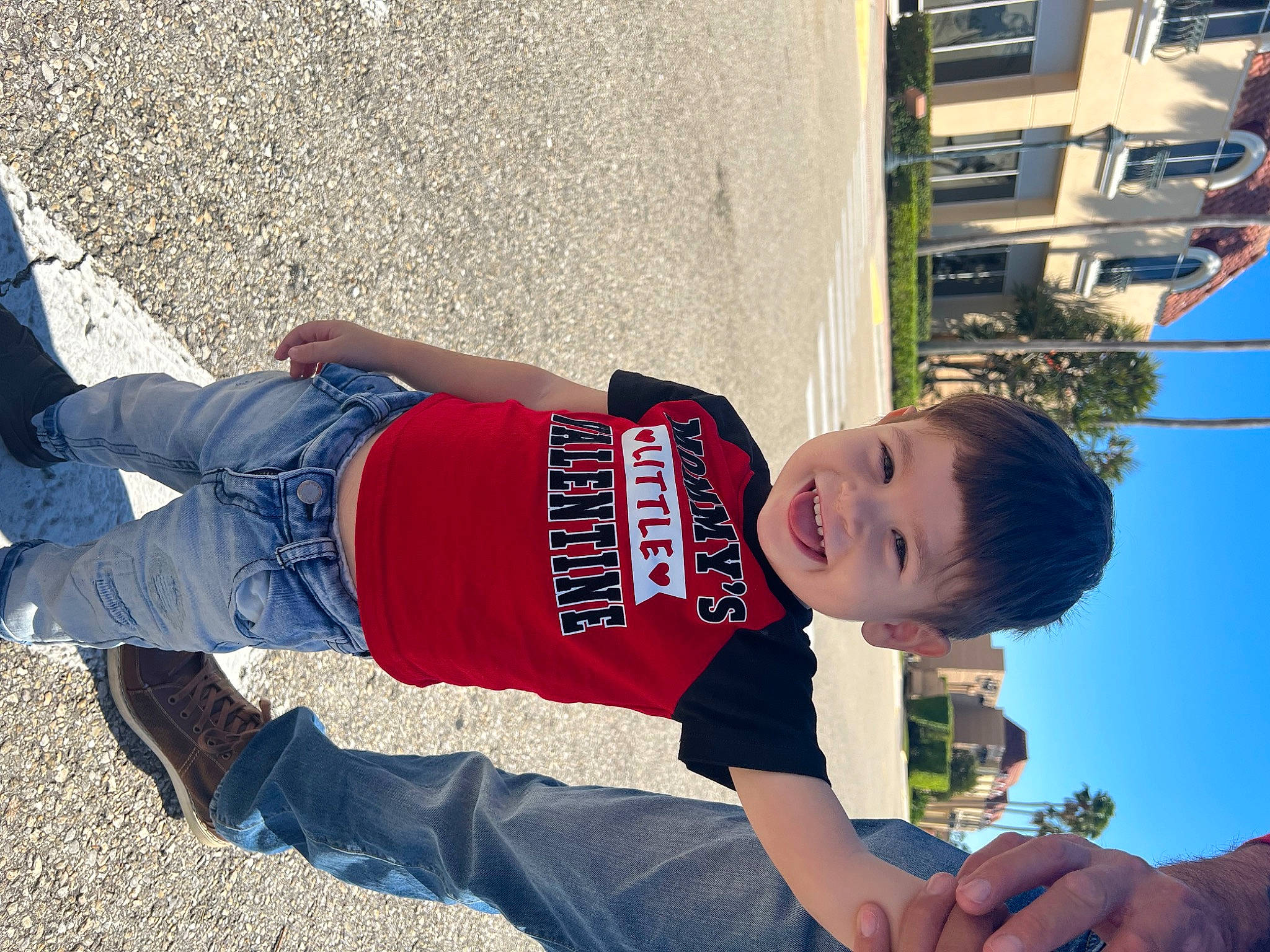 Angelo joined the competition — help win amazing prizes! asphalt, blue, elbow, electric_blue, fun, happy, human_leg, joy, knee, leisure, people_in_nature, person, sky, sleeve, smile, t_shirt, thigh, toddler, tree, trunk