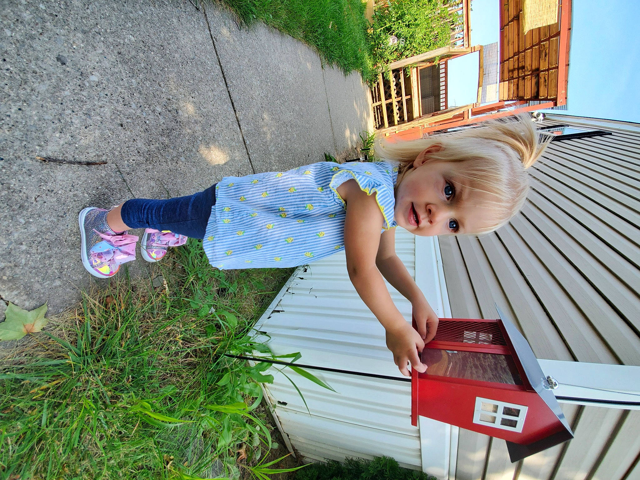 Lucille joined the competition — help win amazing prizes! athletic_shoe, baby_toddler_clothing, blond, child, child_model, daylighting, outdoor_shoe, person, running_shoe, toddler, walking_shoe, yard
