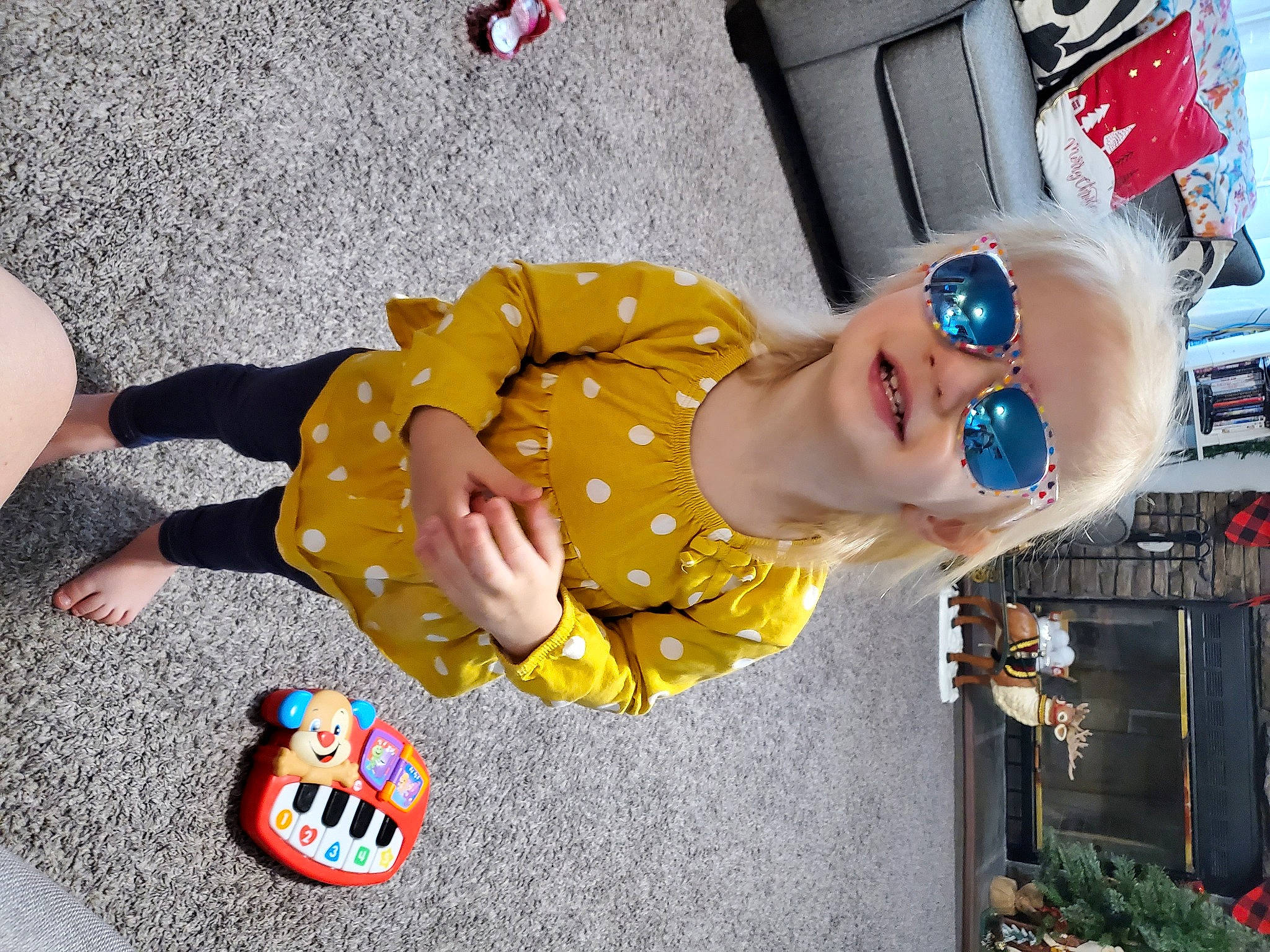 Lucille joined the competition — help win amazing prizes! baby_toddler_clothing, cool, costume, goggles, humour, joy, overall, person, slipper, sunglasses