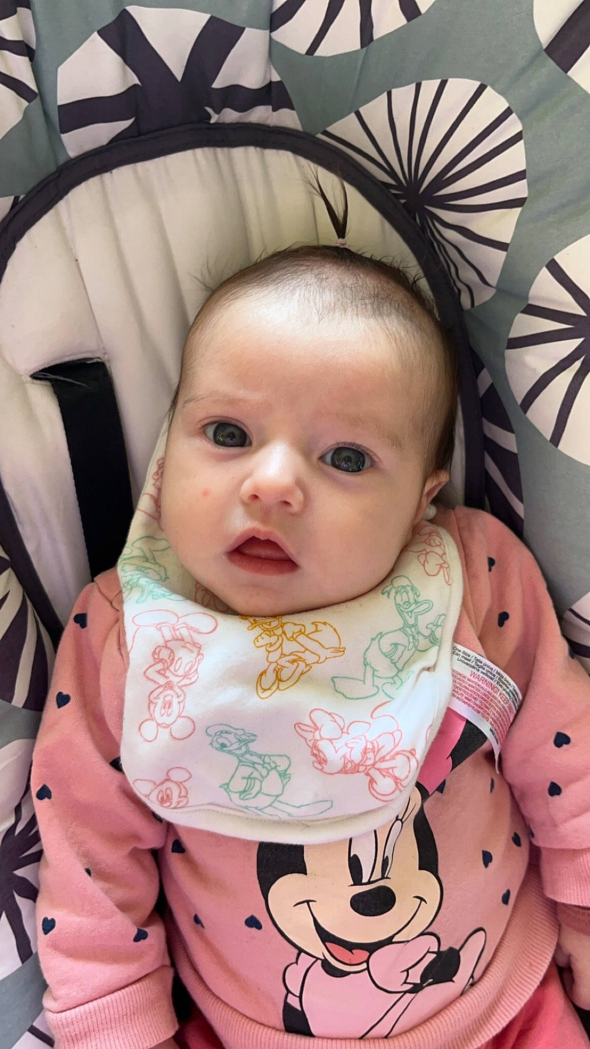 Lyhana participe au concours pour gagner de l'argent avec cette photo : baby, baby_toddler_clothing, bib, chair, cheek, child, chin, eyebrow, eyelash, face, hairstyle, happy, iris, lip, nose, person, pink, skin, sleeve, toddler